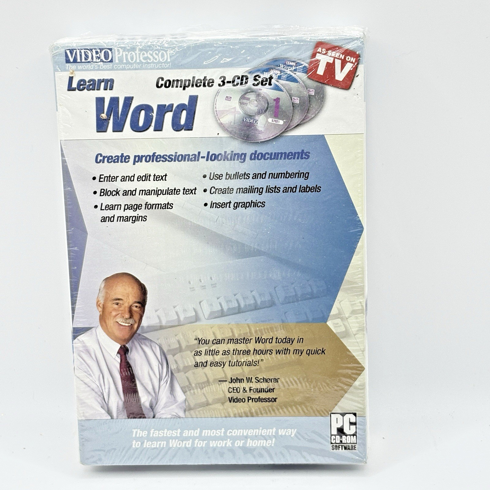 Video Professor Learn Word PC Software Complete 3 CD Set