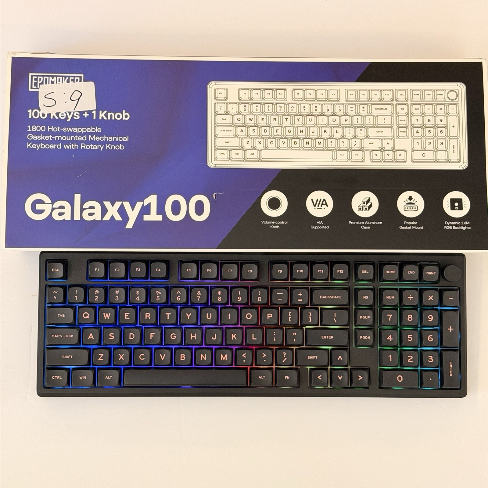 EPOMAKER Galaxy 100 QMK/VIA Wireless Gaming Keyboard, Aluminum Shell, Bluetooth
