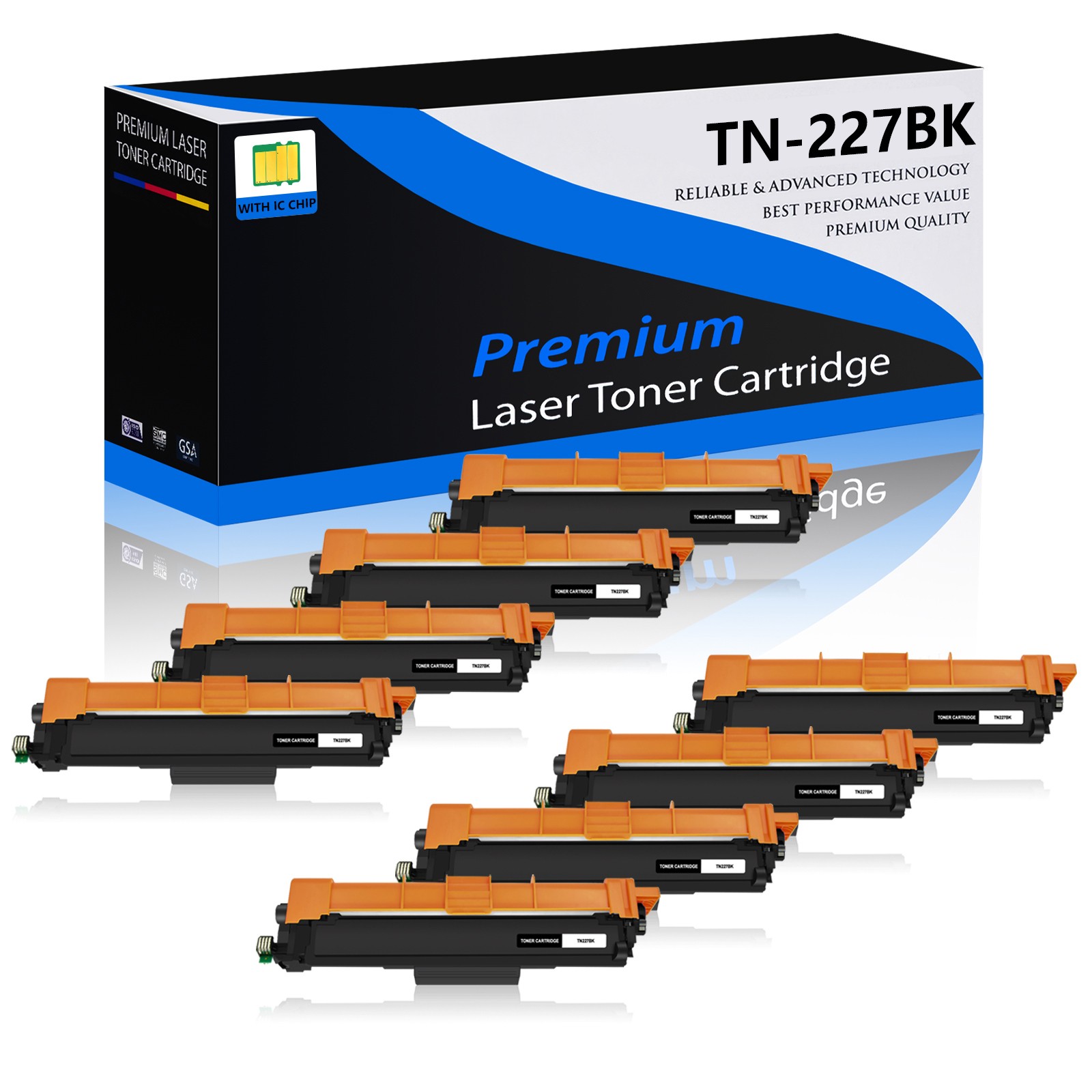8PK TN227 Black Toner for Brother TN227BK MFC-L3710CW MFC-L3750CDW Printer