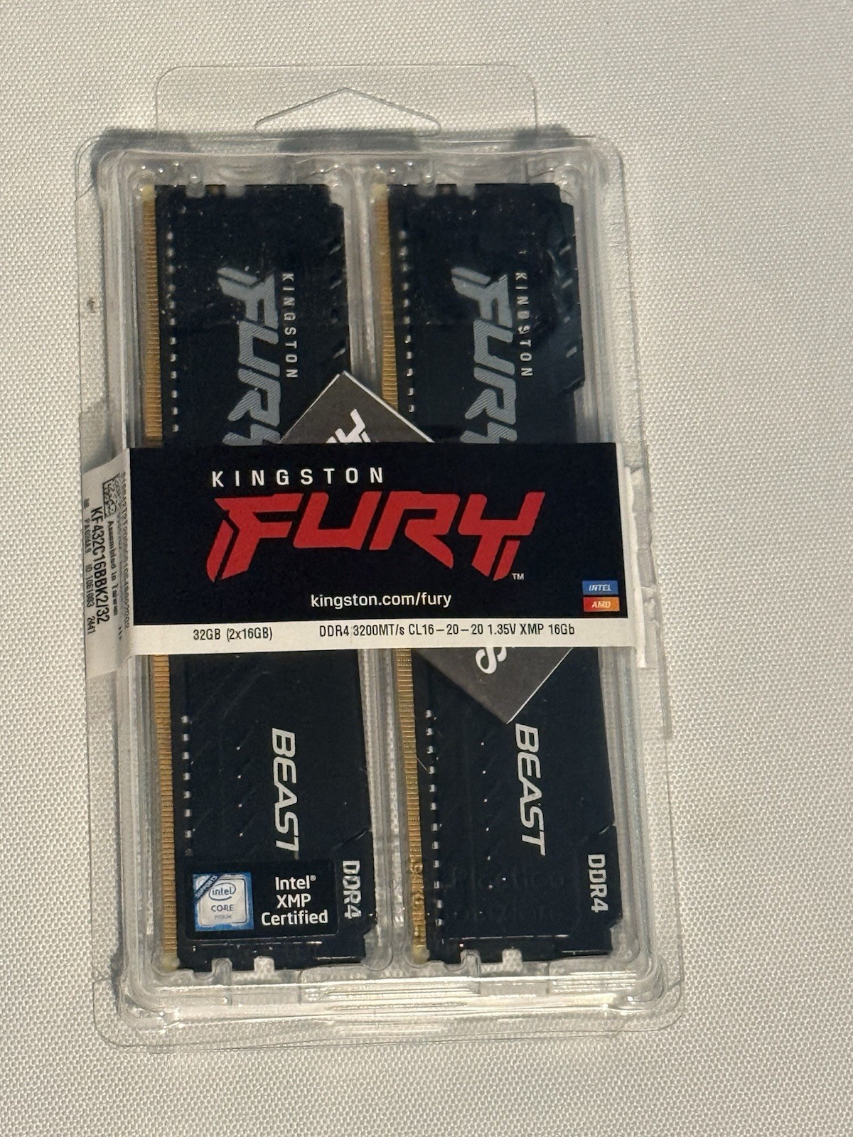 Kingston FURY Beast 32GB 2x16GB DDR4 3200 CL16 RAM KF432C16BBK2/32 NEW