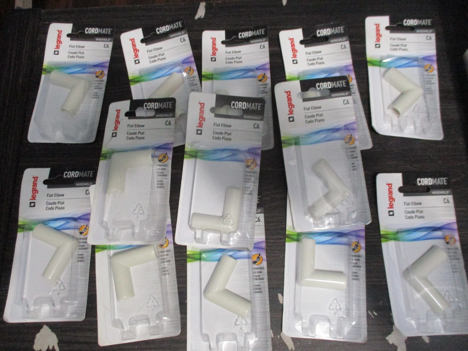 13 pack Legrand Wall Mount Flat Elbow CordMate Cover Plastic Ivory C6 NEW