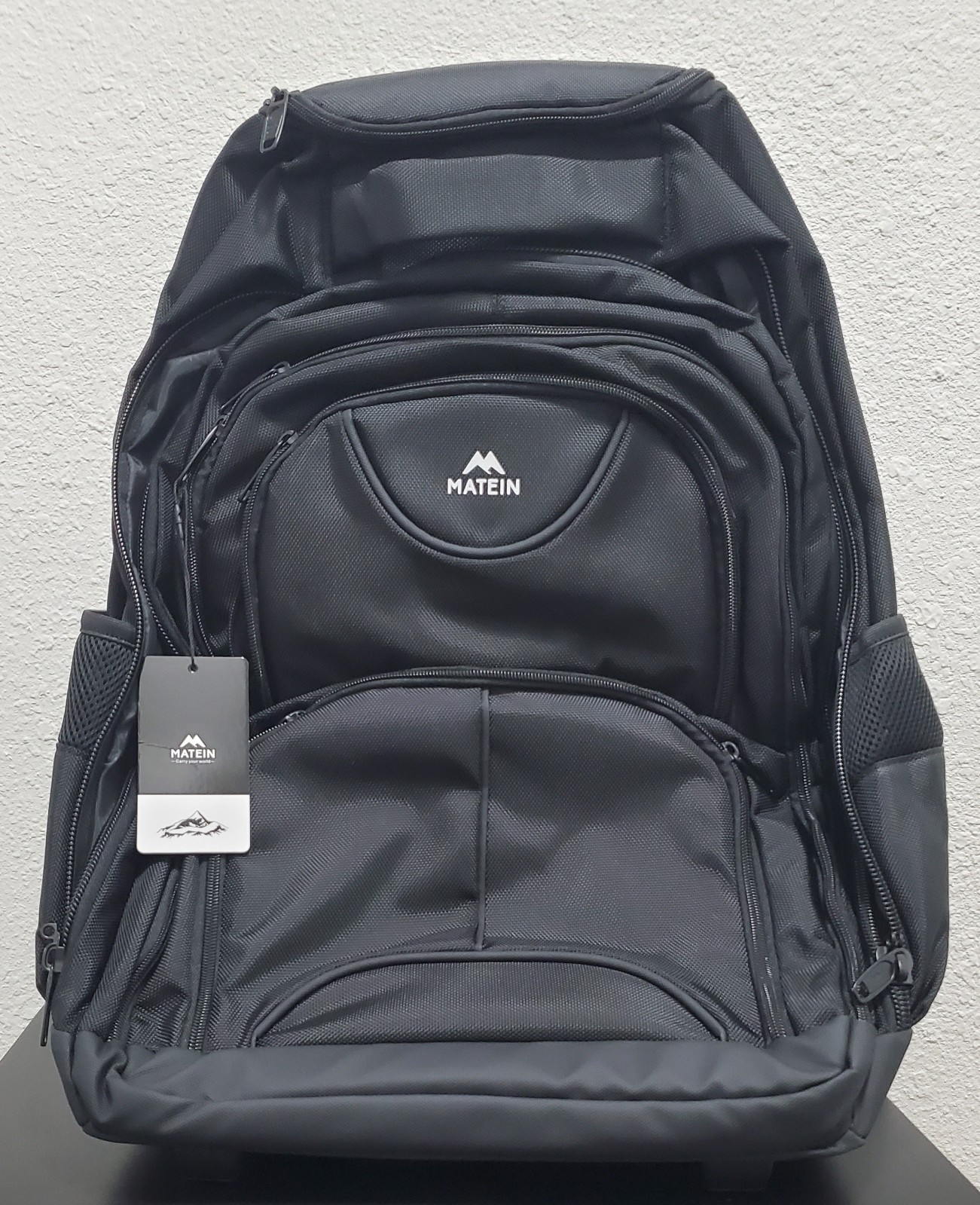 Matein 17 inch Wheeled Rolling Backpack Black