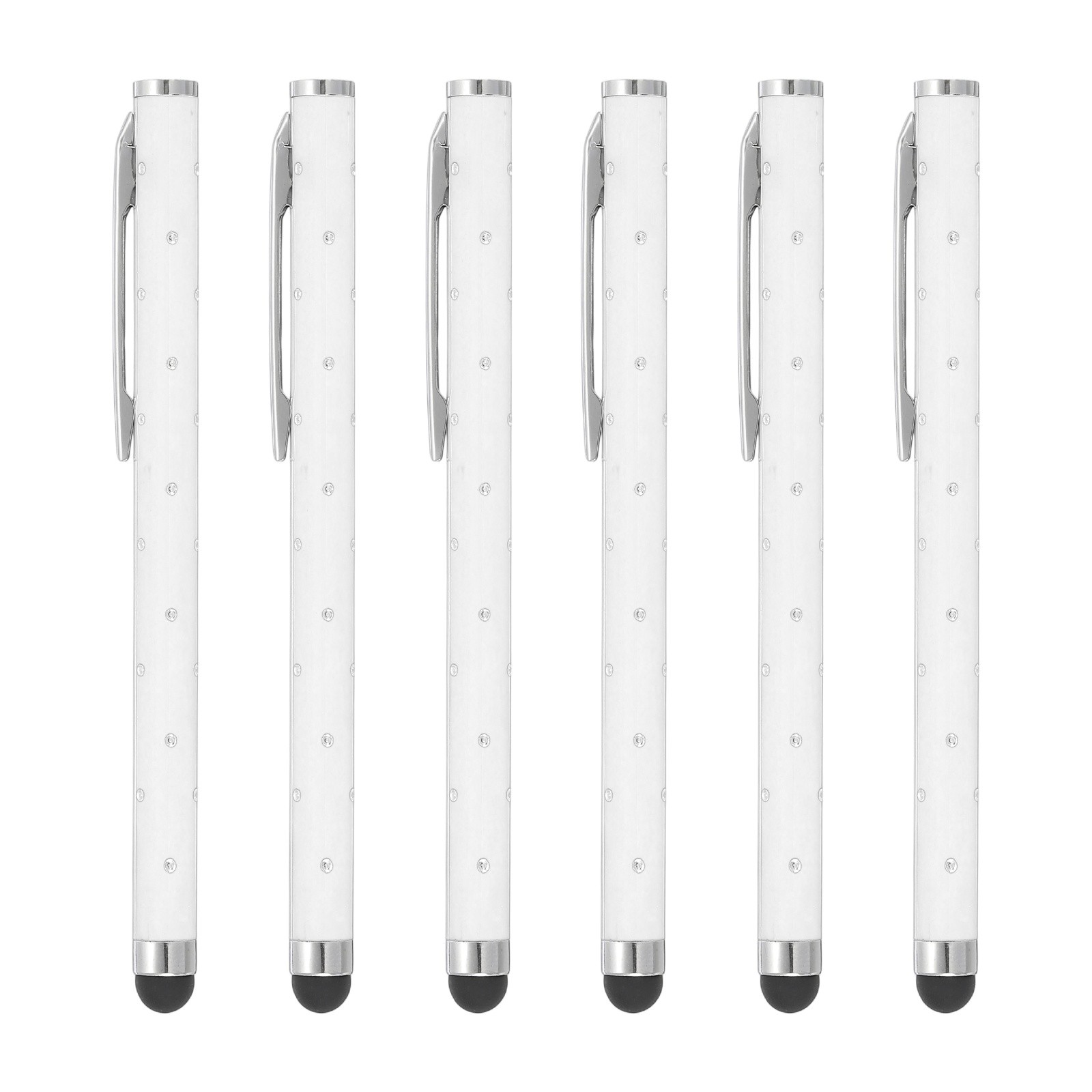 6 Pcs Bling Crystal Stylus Pens for Touch Screens, White