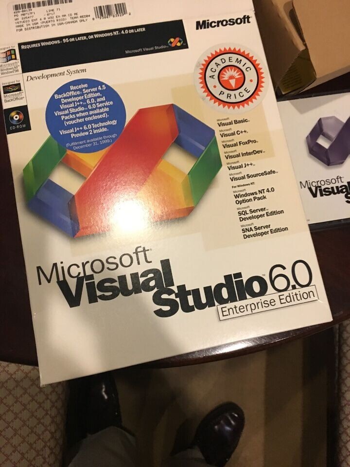 RARE AUTHENTIC Genuine Microsoft Visual Studio 6.0 Enterprise Edition 620-00139
