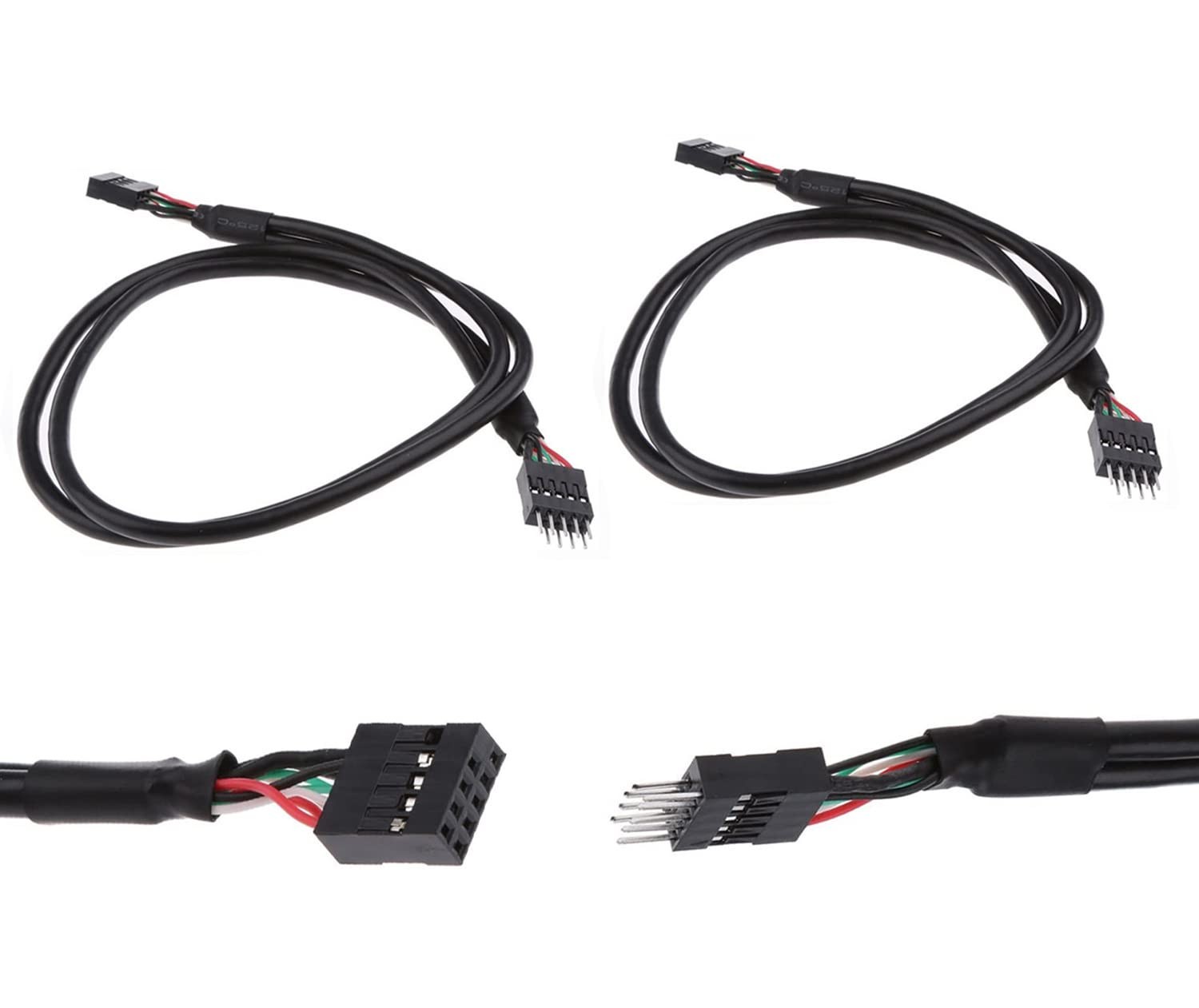MEIRIYFA USB Header Extension Cable, 2.0 9-Pin Male to 20.3 inches, Black 