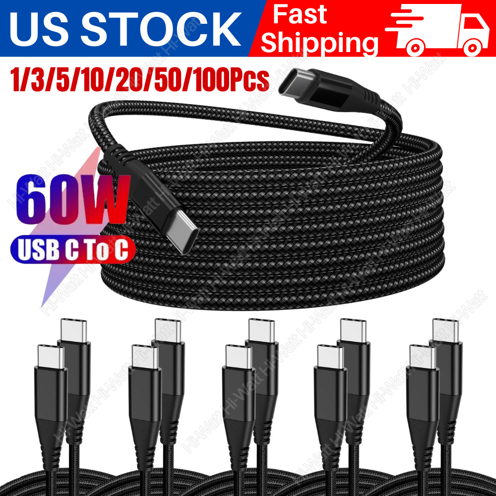 Bulk Lot 10FT USB-C to C Type C Fast Charging Cable PD For Samsung MacBook iPad