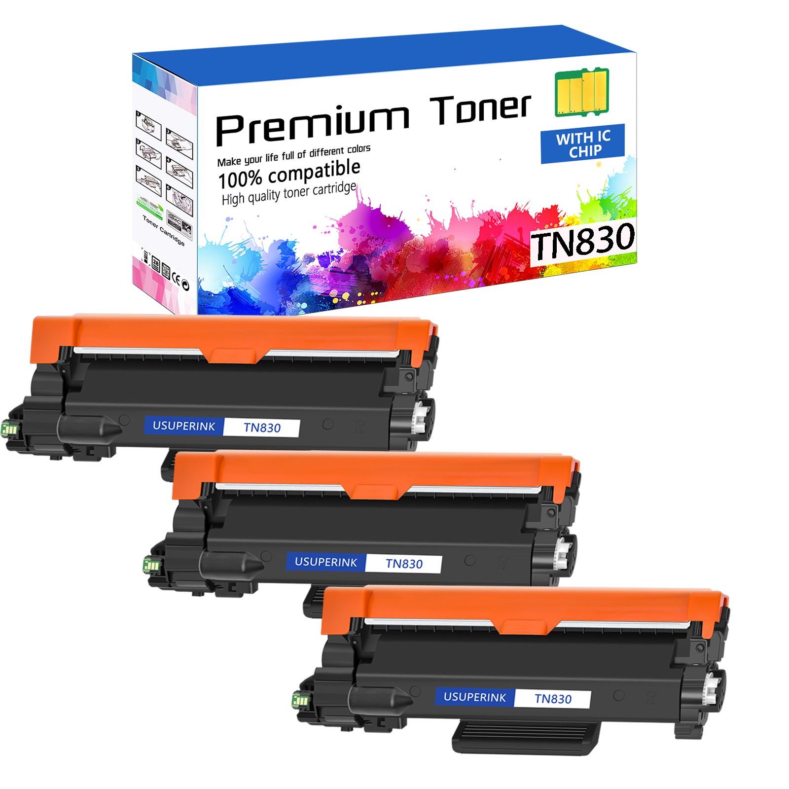 3PK TN830 Toner Cartridge for Brother TN830xl MFC-L2900DW HL-L2465DW HL-L2865DW
