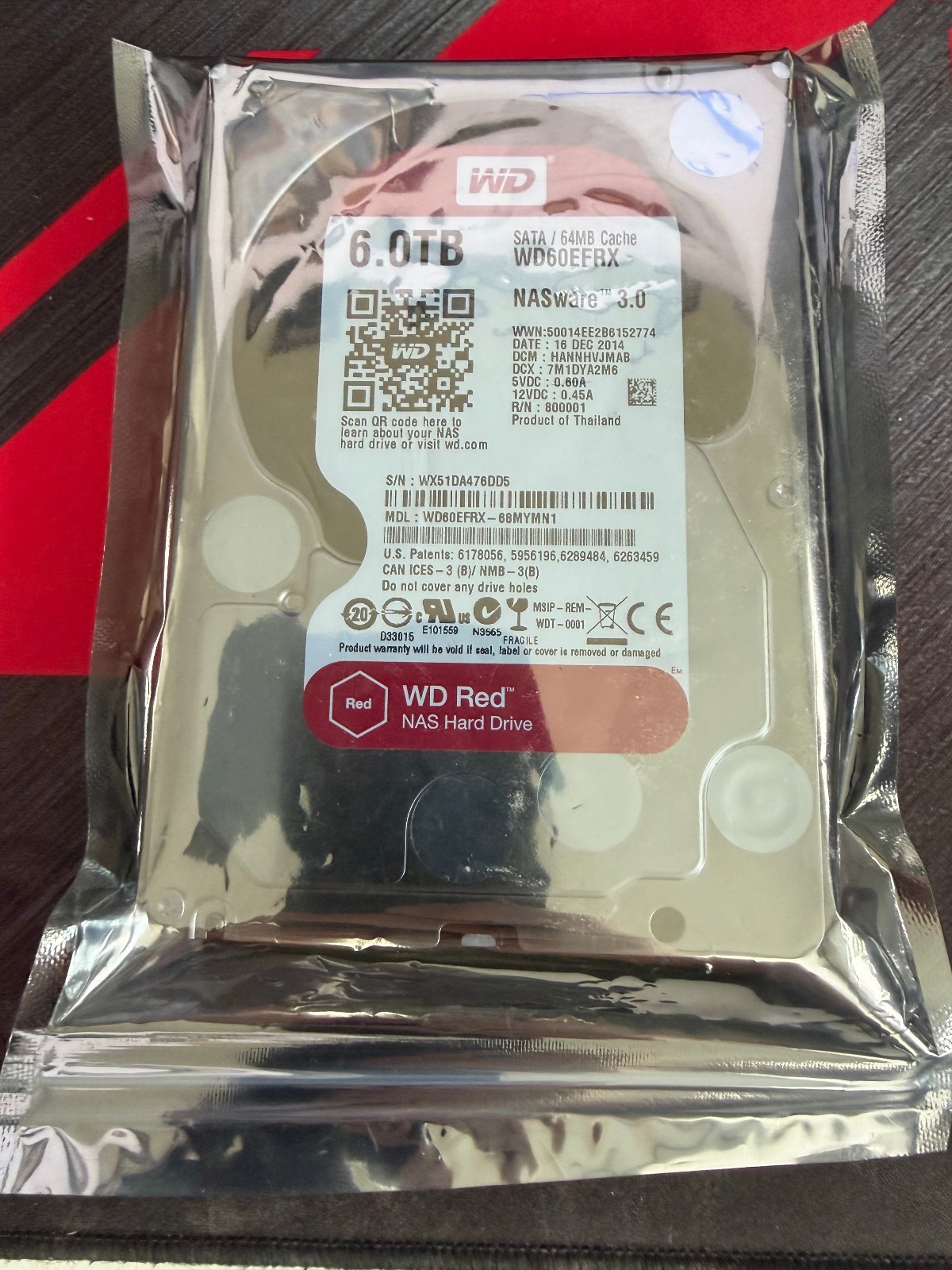 Western Digital WD 3.5" Red NAS 6TB SATA III 6Gbps HDD WD60EFRX