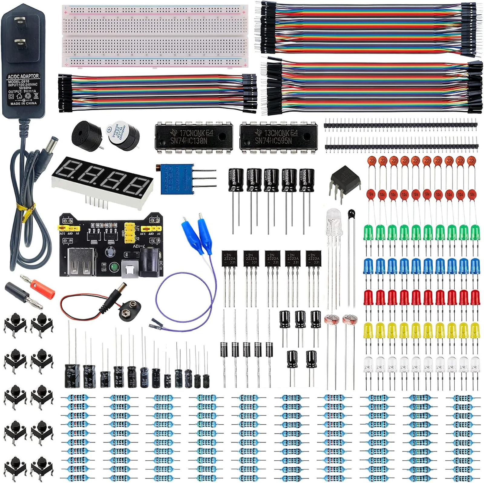 Electronics Component Kit Power Supply Module Breadboard Set with Sensors