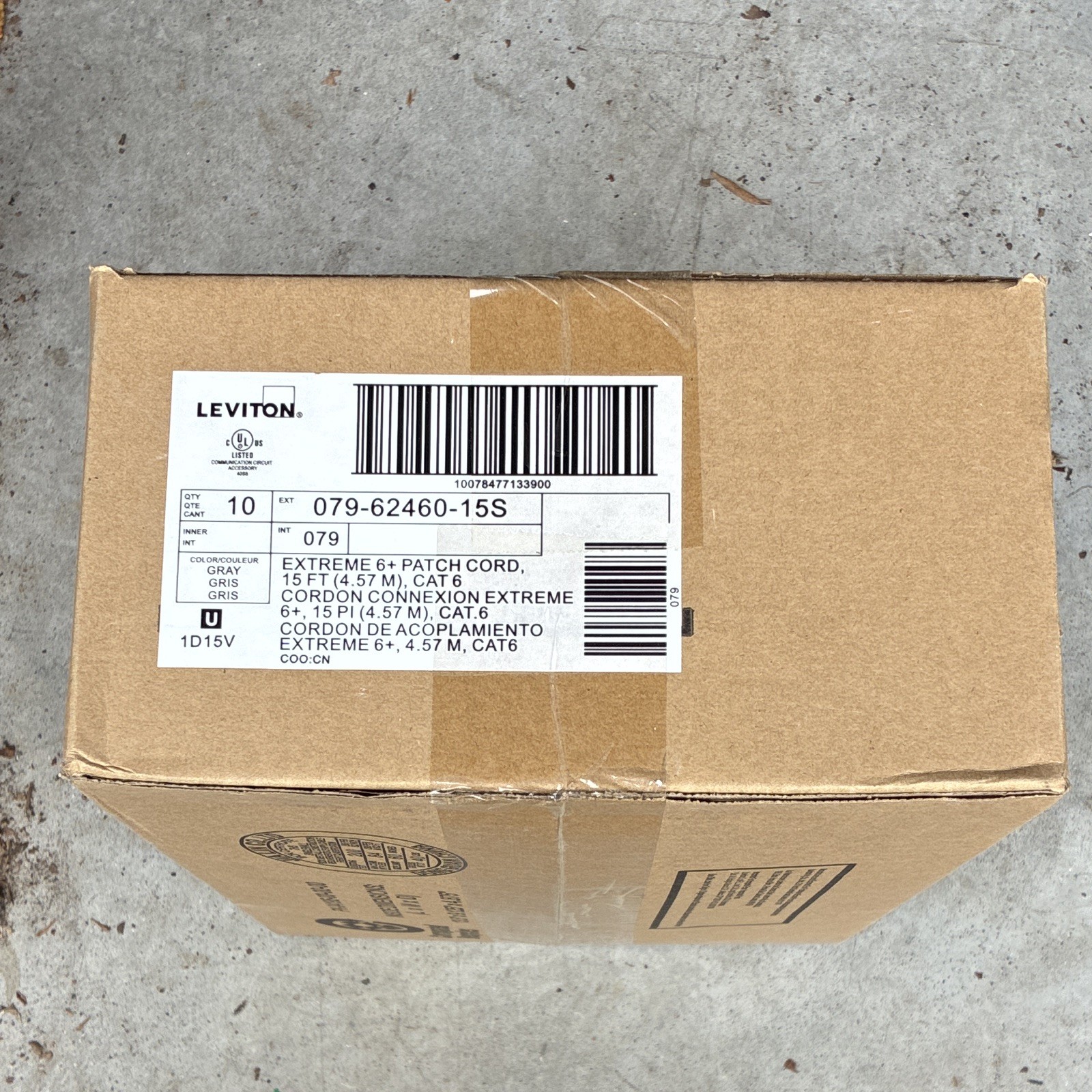 Leviton eXtreme 6+ Cat 6 RJ-45 to RJ-45 Patch Cable Gray 15ft 10 Pack