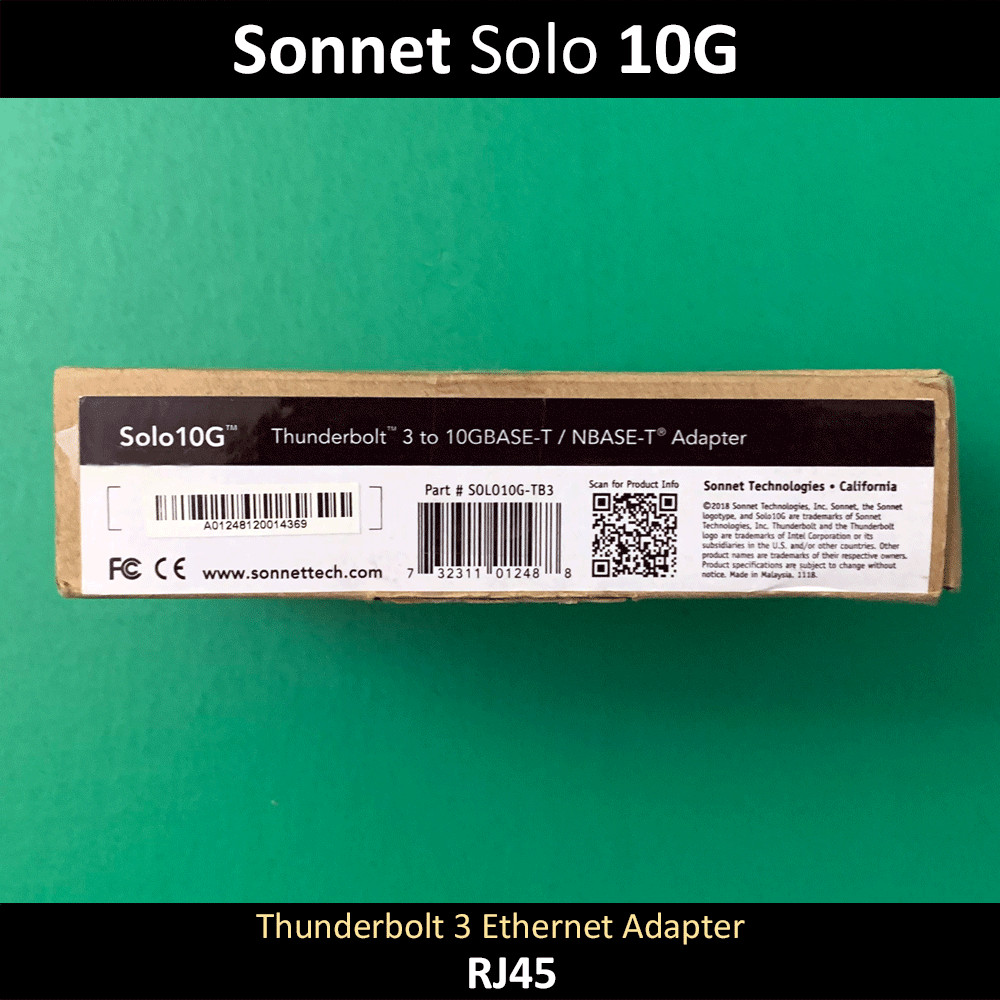Sonnet Solo 10G 10GBASE-T Thunderbolt 3 to 10 Gigabit Ethernet Adapter