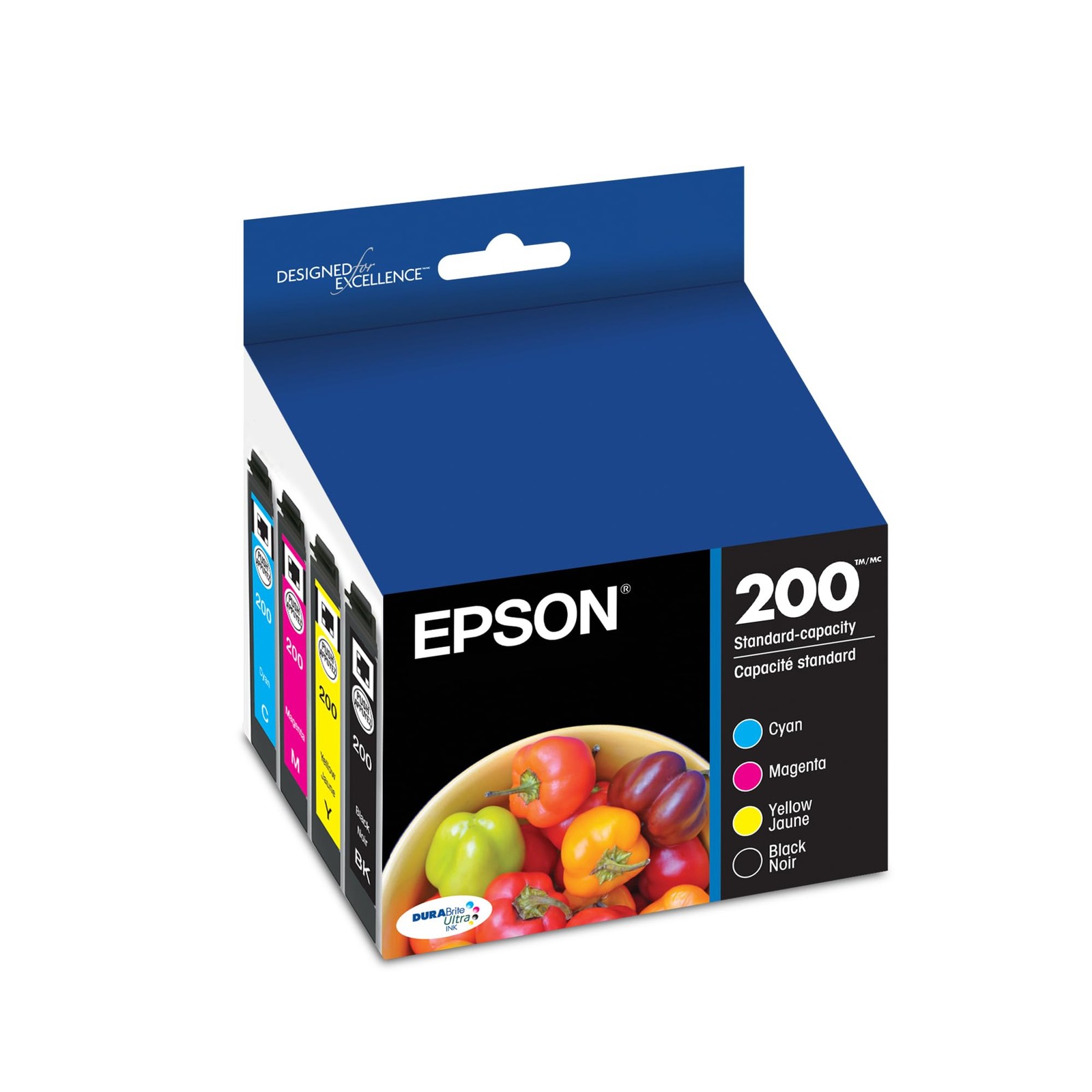 Epson 200 DURABrite Black Cyan Magenta Yellow Ink Cartridges Combo 4-Pack