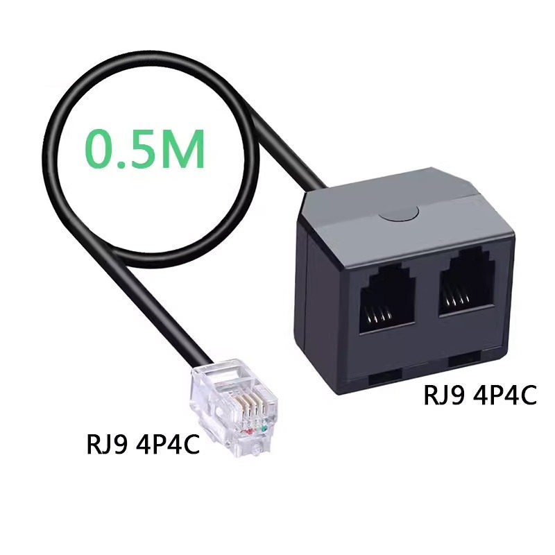 RJ9 4P4C Male to 2 Female Telephone Splitter Cable Phone Line Adapter 0.5m