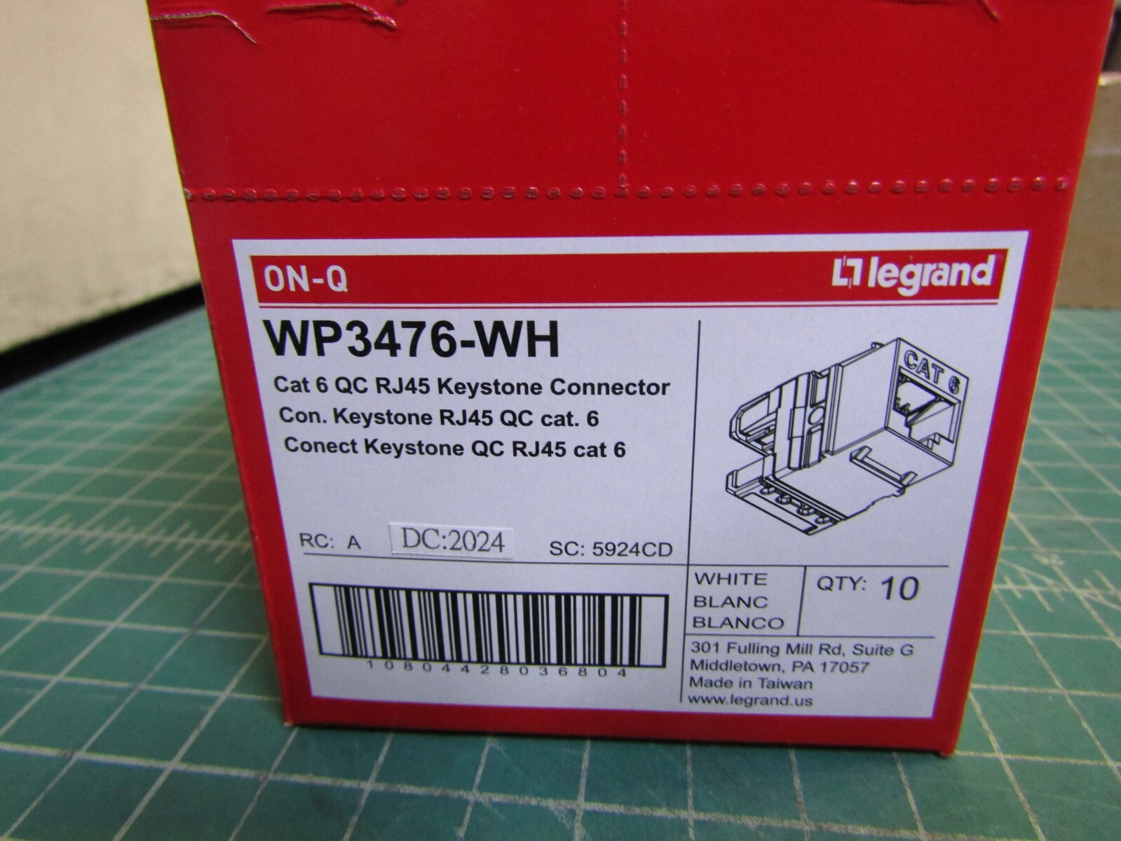 Lot of 10 Legrand WP3476-WH Cat 6 QC RJ45 Keystone Connector White. NEW in Box