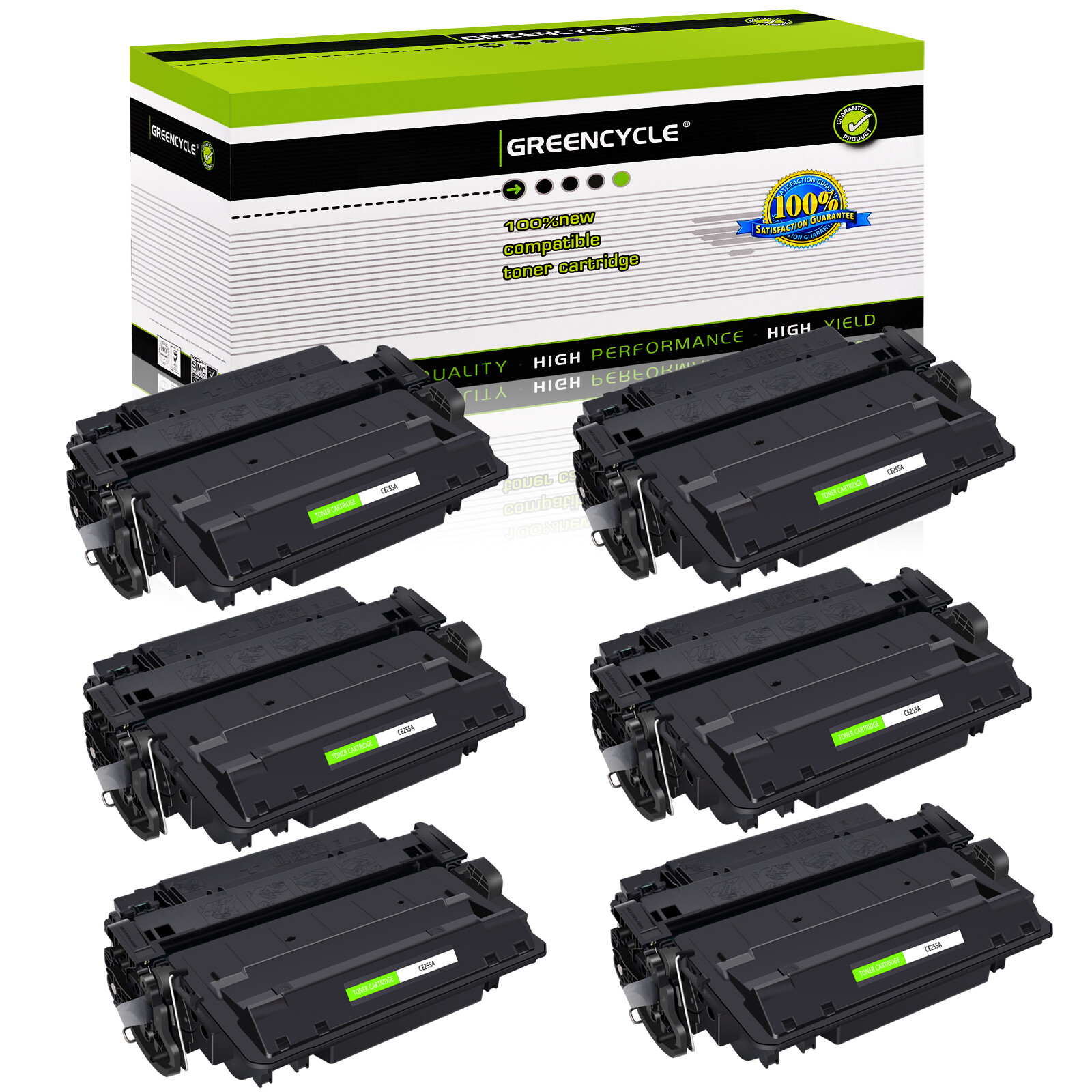 6 Pack CE255A 55A Toner Fits for HP LaserJet Pro 500 MFP M521DN M521DW M521DX