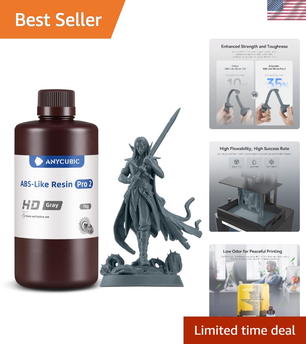 ABS-Like Resin Pro 2, Upgraded 8K 3D Printer Resin with Enhanced Strength and...
