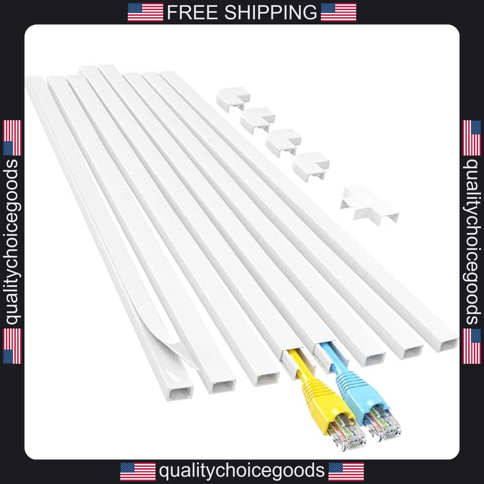 Cable Management Kit, 8pcs Wall Cord Hiders for Power, Speaker, Cat5, Lamp