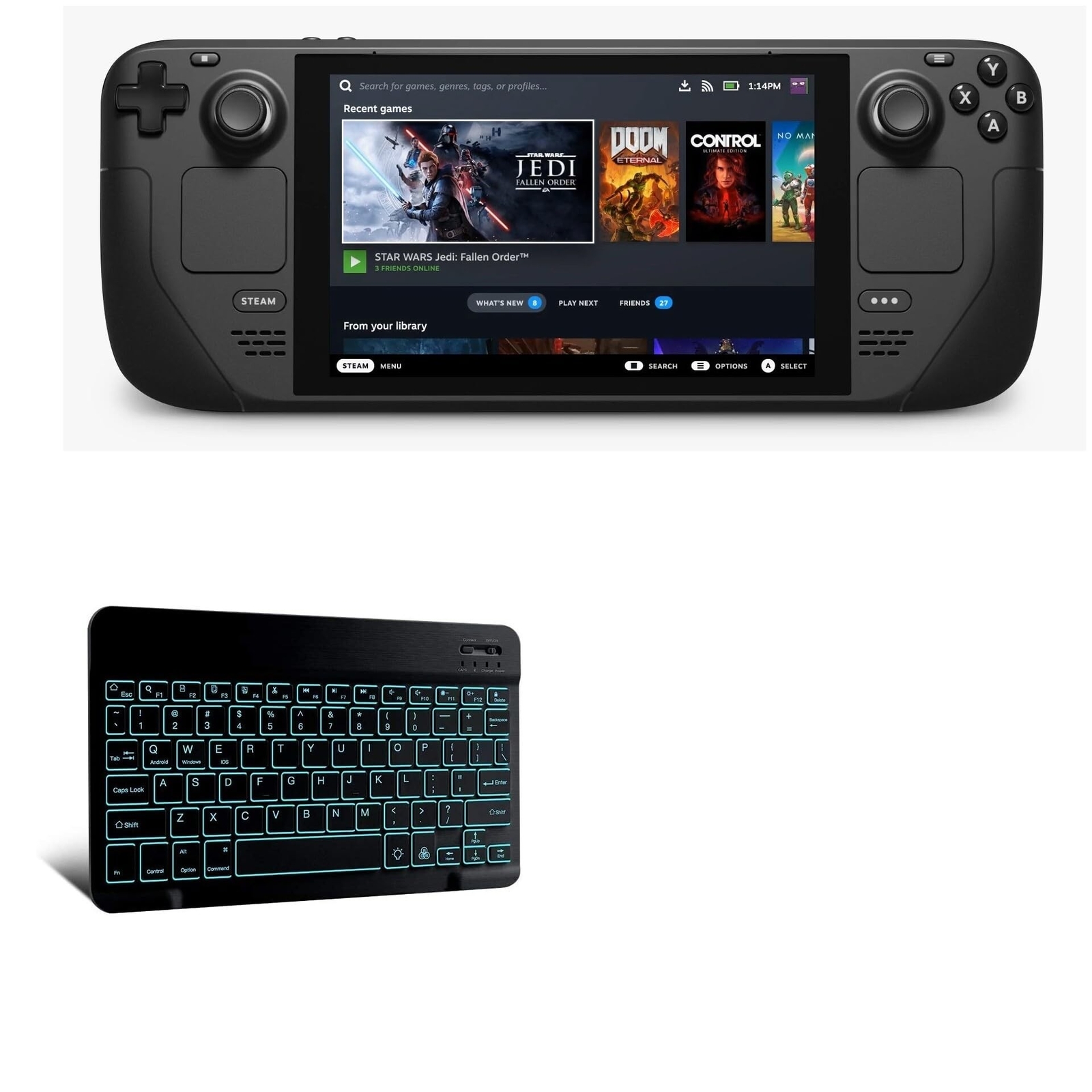 BoxWave Keyboard Compatible with Valve Steam Deck - SlimKeys Bluetooth Keyboa...