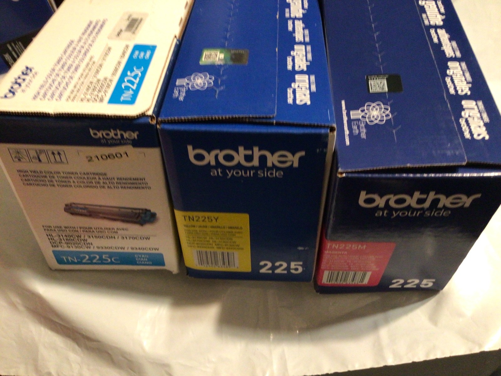 3-packs Genuine Brother TN-225 Cyan /Magenta/yellow high yield ink toners NEW