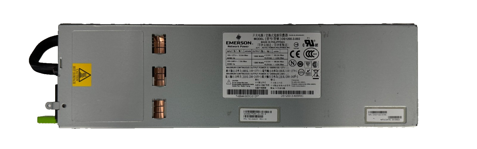 Juniper Emerson EX4500-PWR1-AC-FB 740-044237 DS1200-3-002 Tested