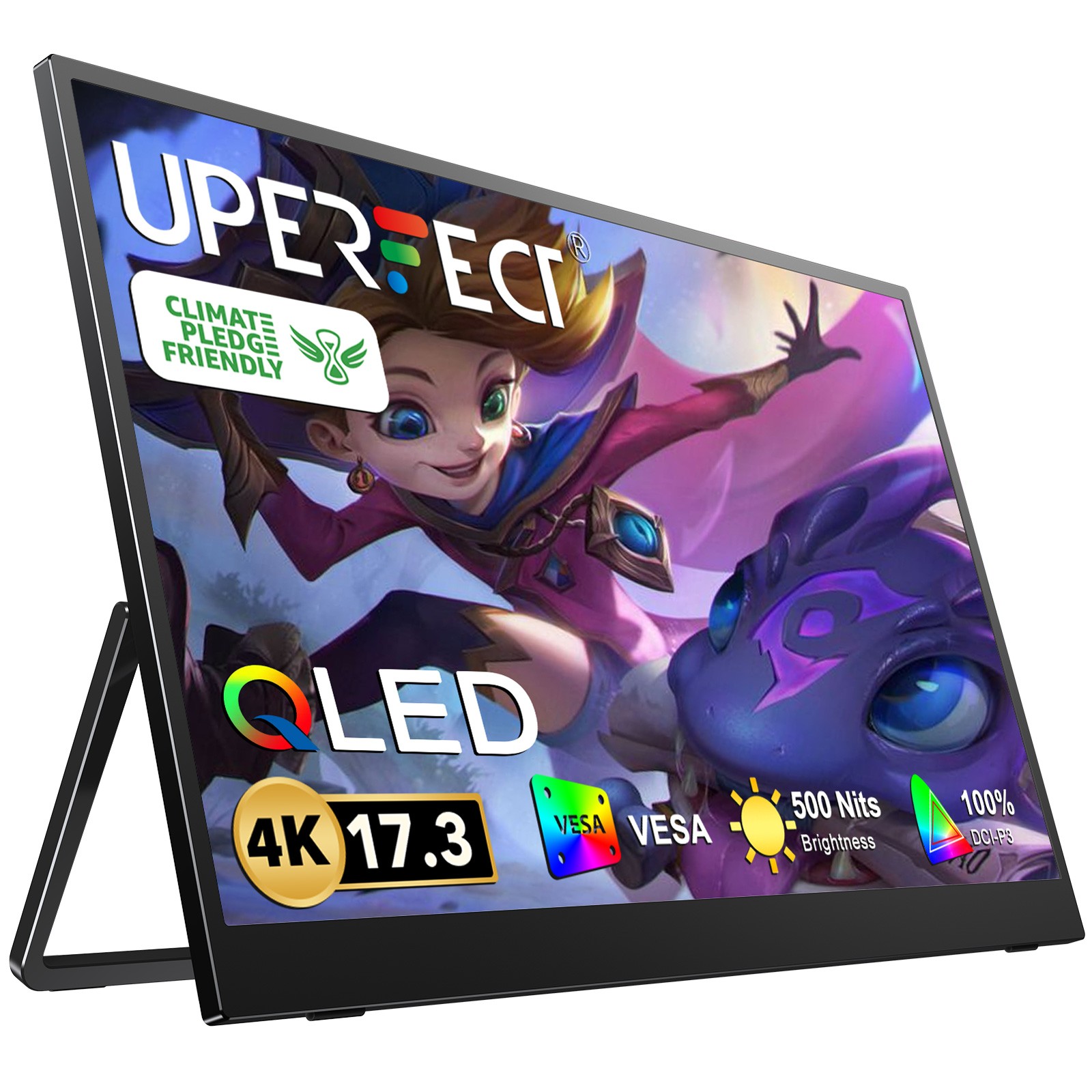 4K Portable Monitor 17.3" Gaming Monitor 1500:1 500Nit Freesync HDR USB C Screen