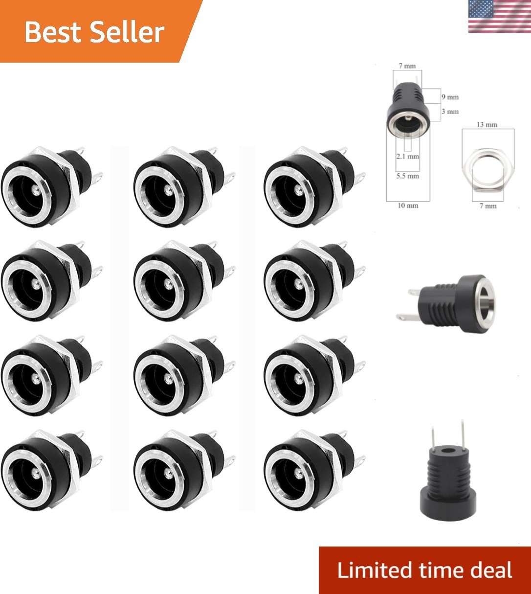Durable 12-Pack of 5.5mm x 2.1mm DC Power Jack Female Connectors for Electronics