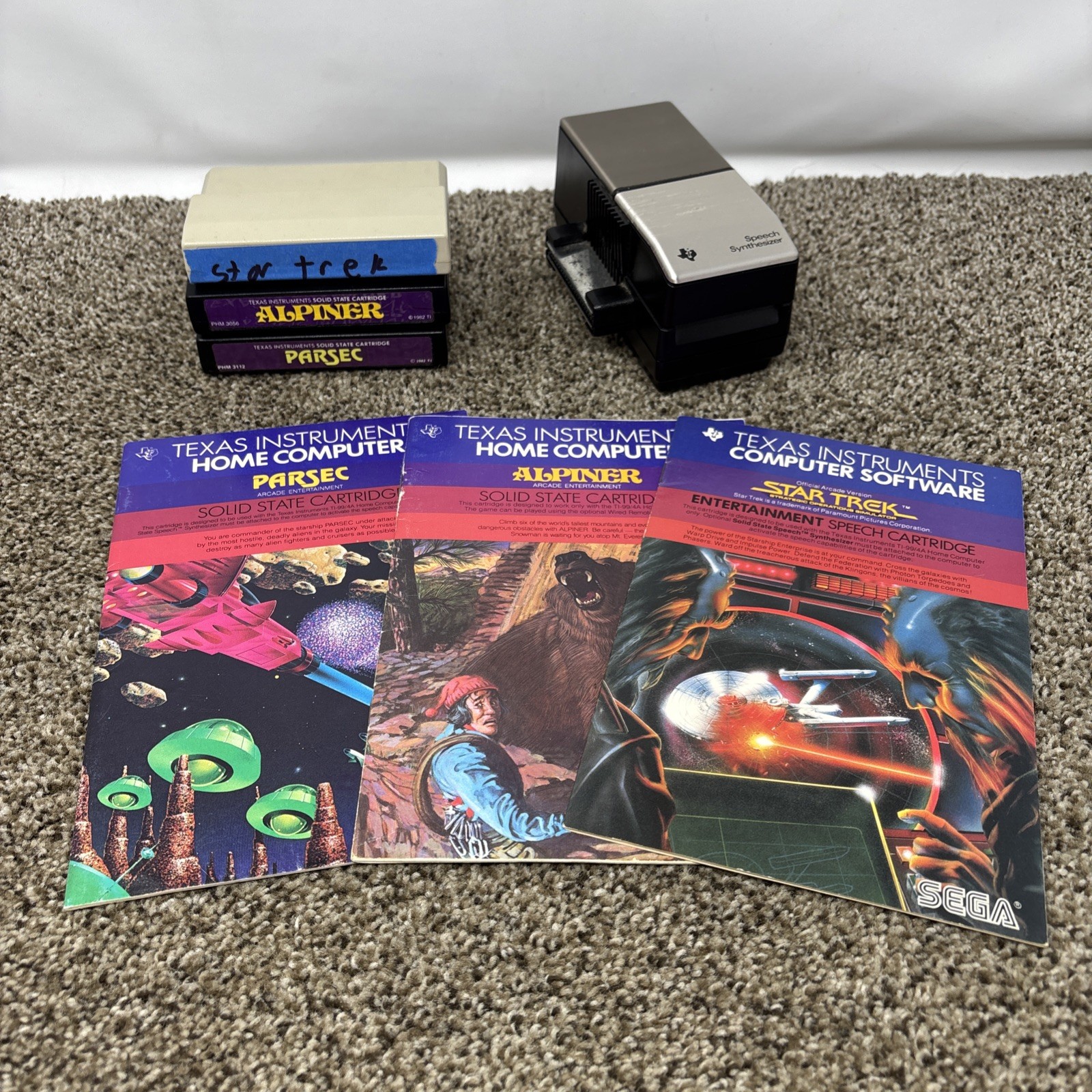 Vintage TI-99/4A Speech Synthesizer Parsec Game PHP1500 Texas Instruments Tested