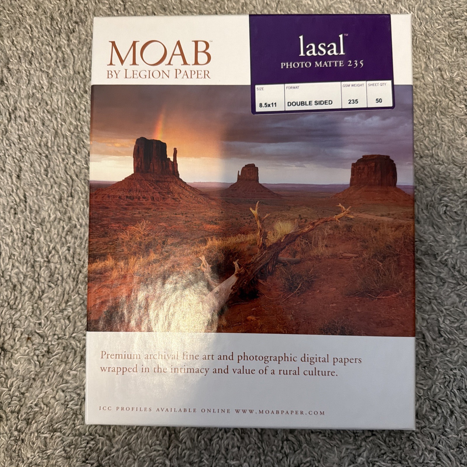 Moab By Legion Paper Double Sided photo Matte 235 gsm 50 sheets brand new box