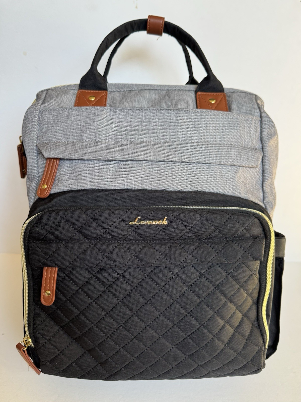 10x14x15” Laptop Backpack Personal Item POCKETS Black Gray Cognac Gold Lovevook