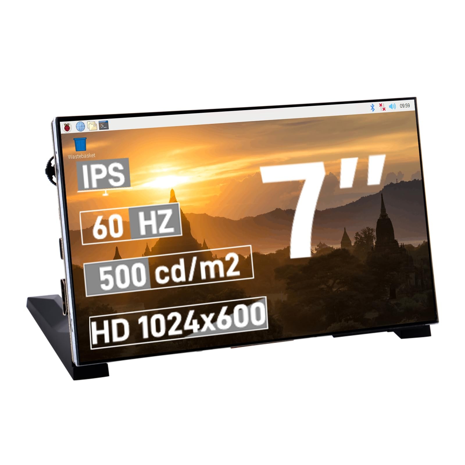 GeeekPi 7Inch Screen for Raspberry Pi, 1024x600 IPS LCD Display, HDMI Portabl...