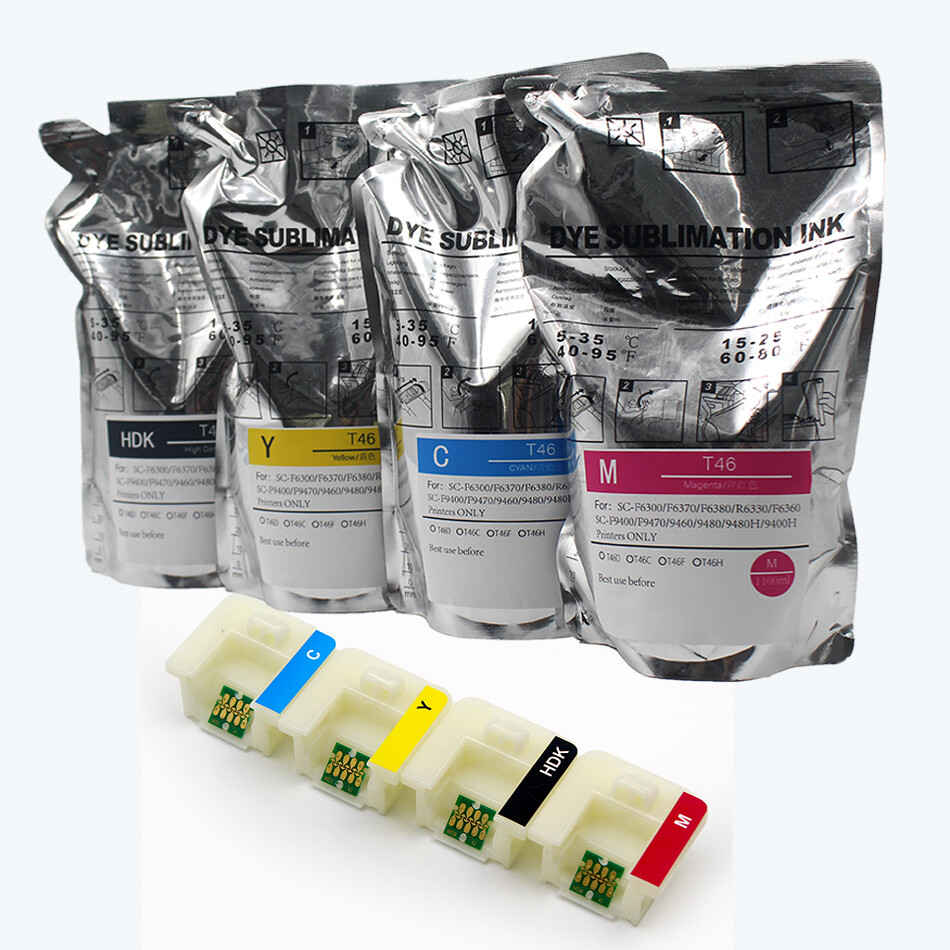 4pc 1100ML Sublimation Ink Bag with One Time Use Chip for Epson F6330 Printer