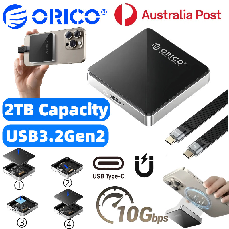 ORICO Magnetic SSD Enclosure Case Portable Magsafe Hard Drive Storage For iPhone