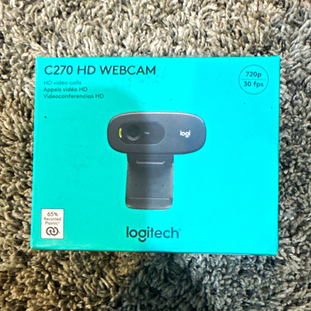 Logitech C270 720p HD Webcam 30fps USB-A Built-in Microphone, Black