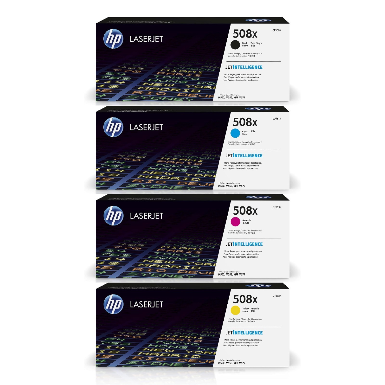 HP 508X High Yield Toner Cartridge Set ( CF360X, CF361X, CF362X, CF363X )