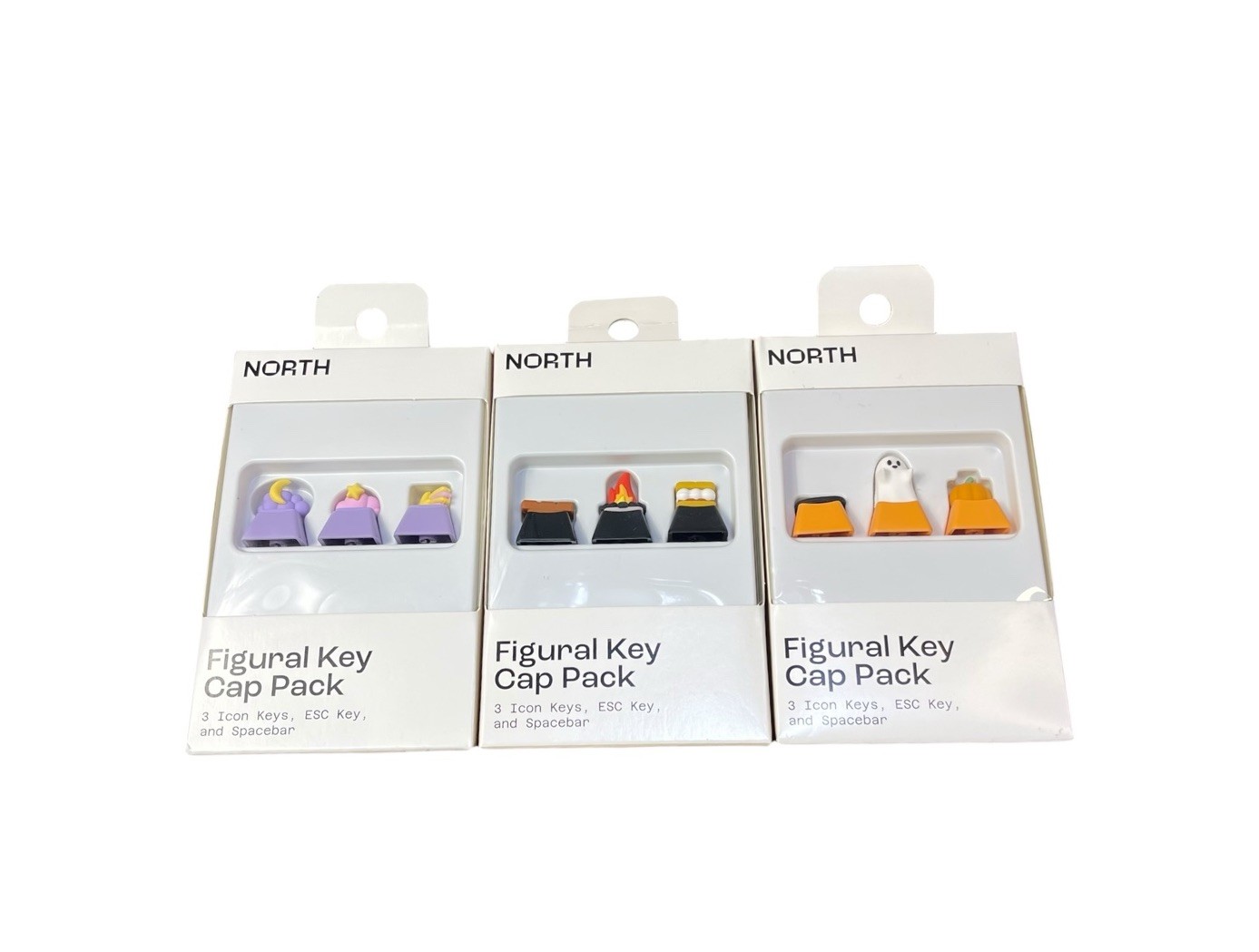 Lot of 3 North Figural Key Cap Pack Halloween, Smores & Moon / Stars NEW