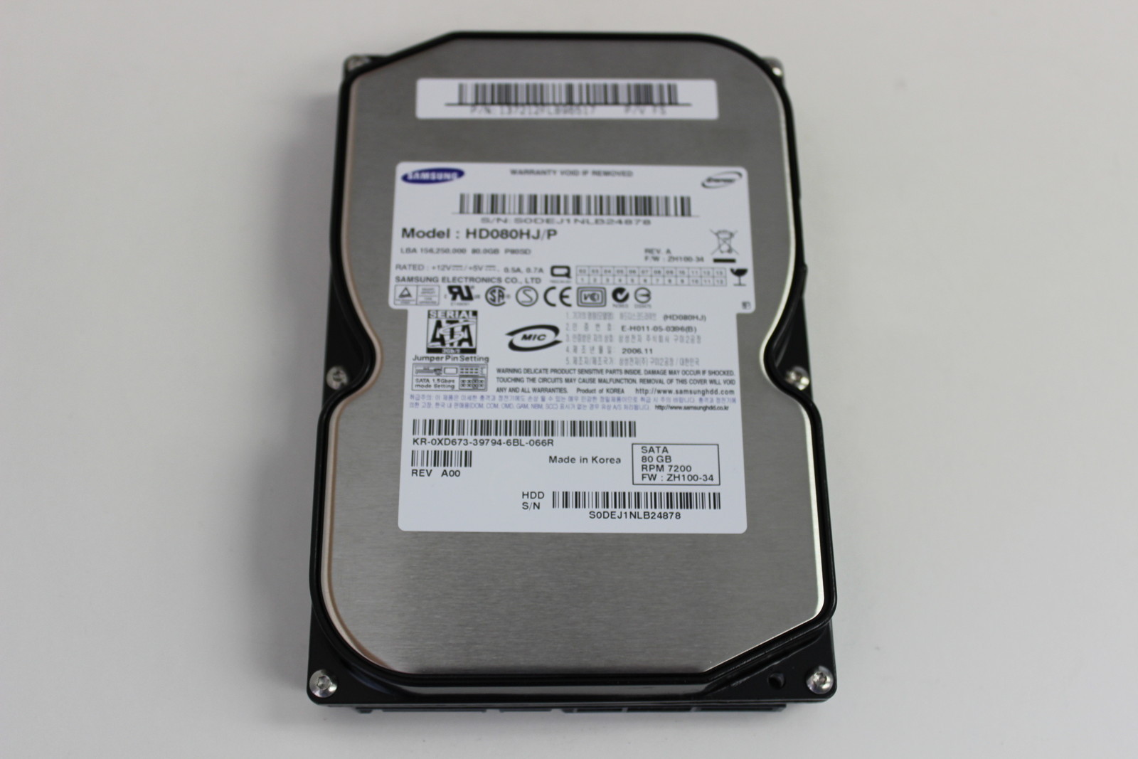 DELL XD673 80GB SATA 3.5 HARD DRIVE SAMSUNG HD080HJ/P WITH WARRANTY