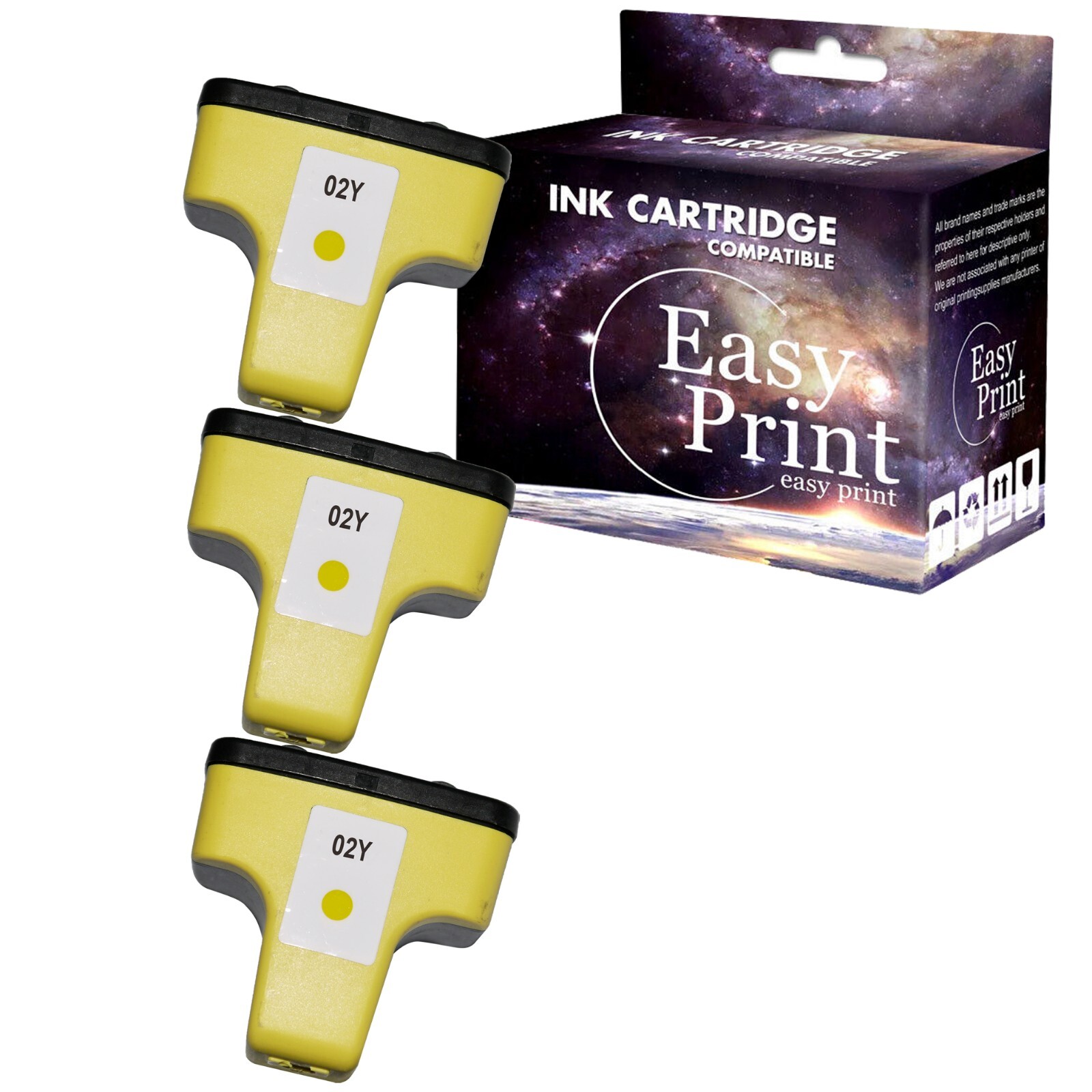 3PK replace for HP 02XL Ink Cartridge for PhotoSmart 3108 3210 D6160 ,3xYellow
