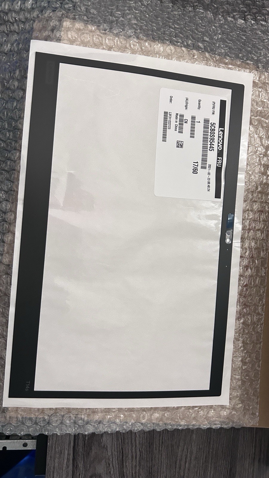 Lenovo ThinkPad LCD Bazel Sheet OEM NEW FRU P/N 5CB0S95445