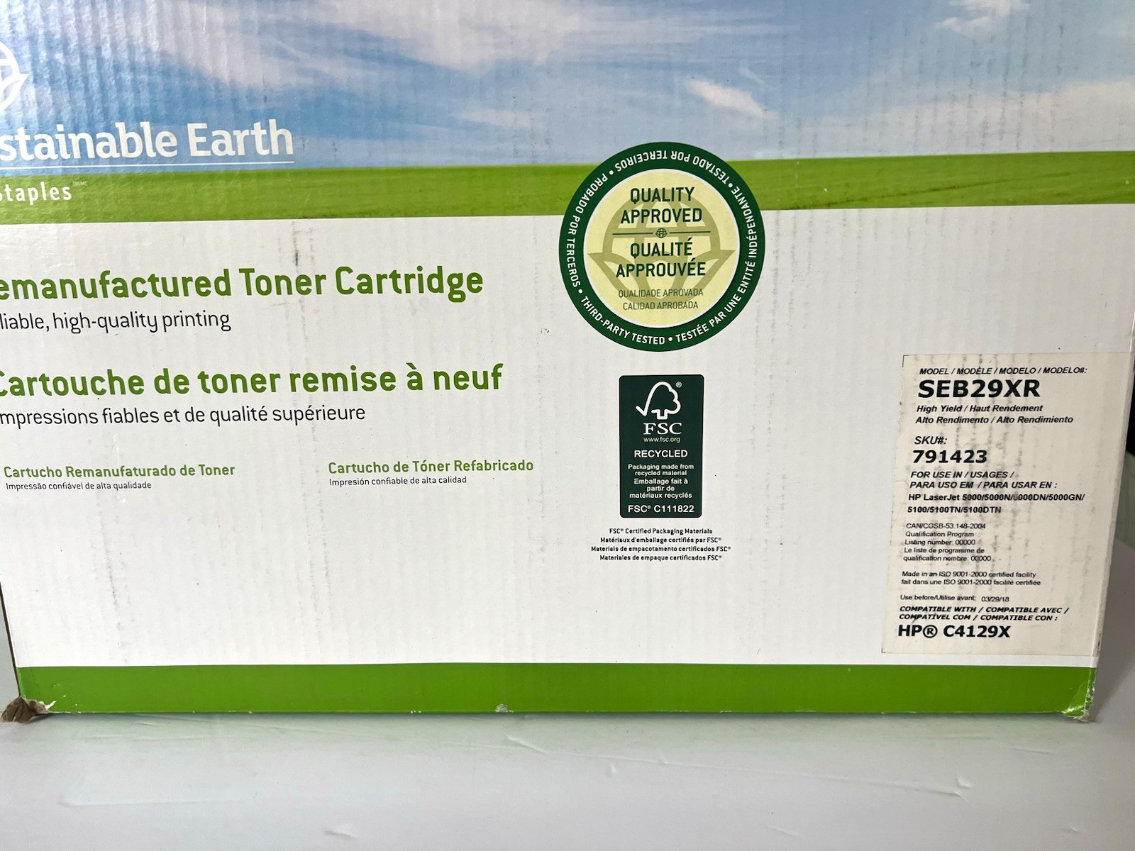 Sustainable Earth SEB29XR Black Reman Laser Toner Cartridge for HP C4129X