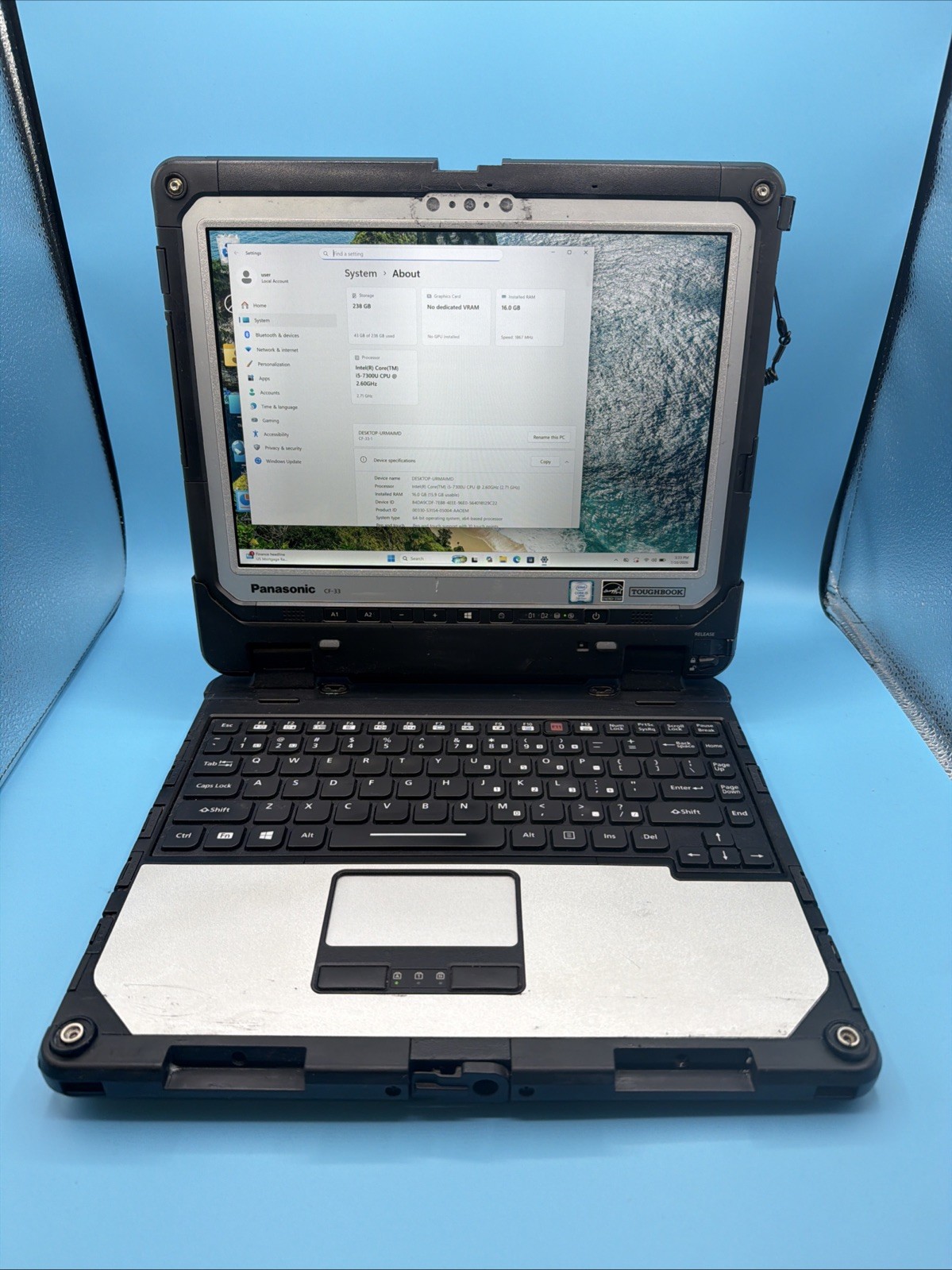 Panasonic Toughbook CF-33 Core i57300U 2.6GHz 16GB 256gb NVME SSD W11 Pro LTE