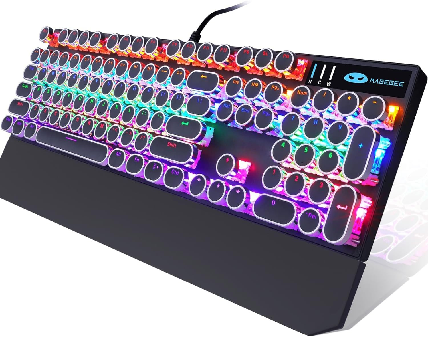 Teclado mecánico para juegos estilo máquina de escribir, estilo punk retro negro