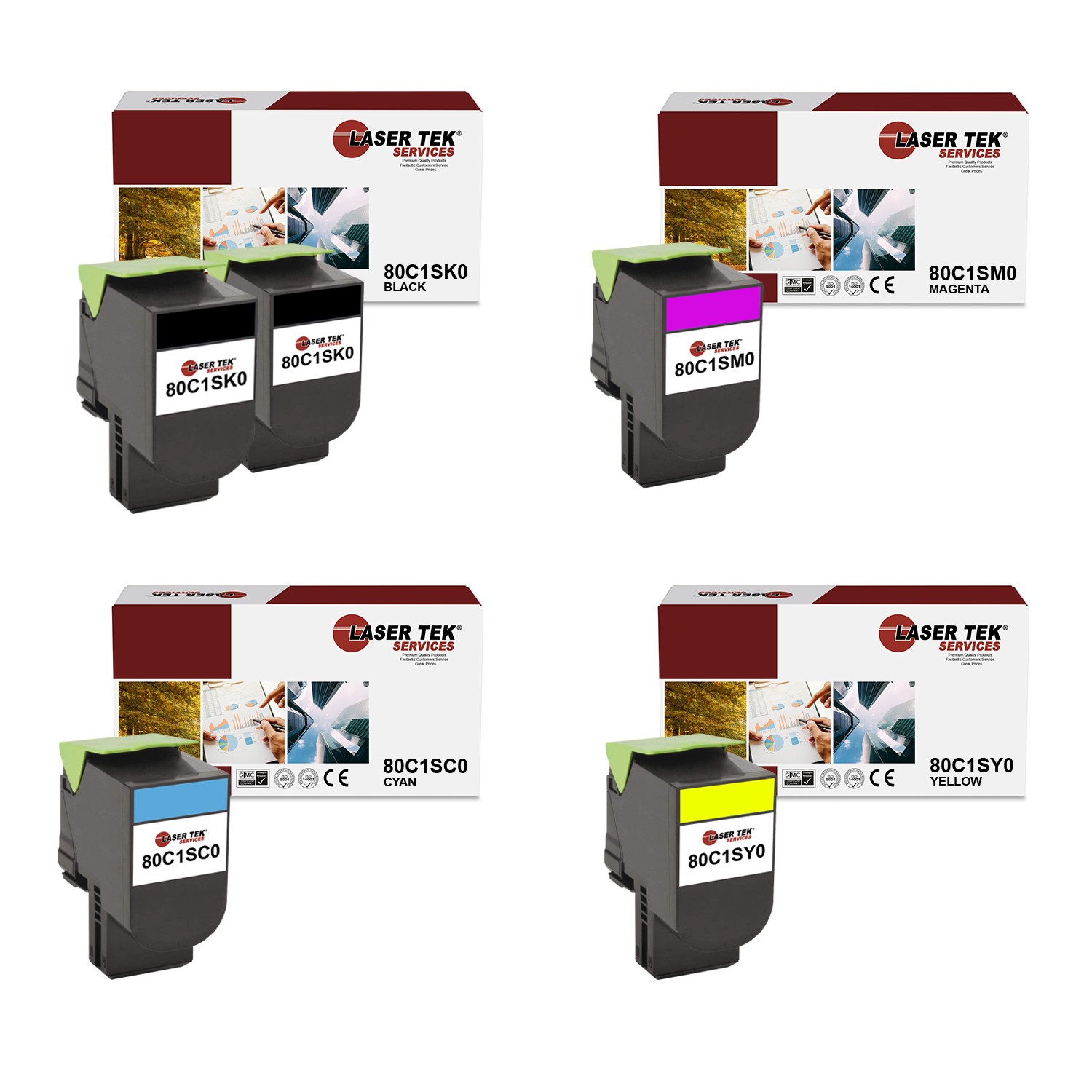 5Pk LTS 801S BCMY Compatible for Lexmark CX310dn CX310n CX410de Toner Cartridge