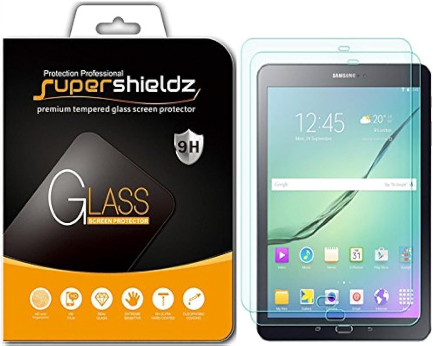 2 Pack Designed for Samsung Galaxy Tab S3 Screen Protector Tempered Glass Anti S