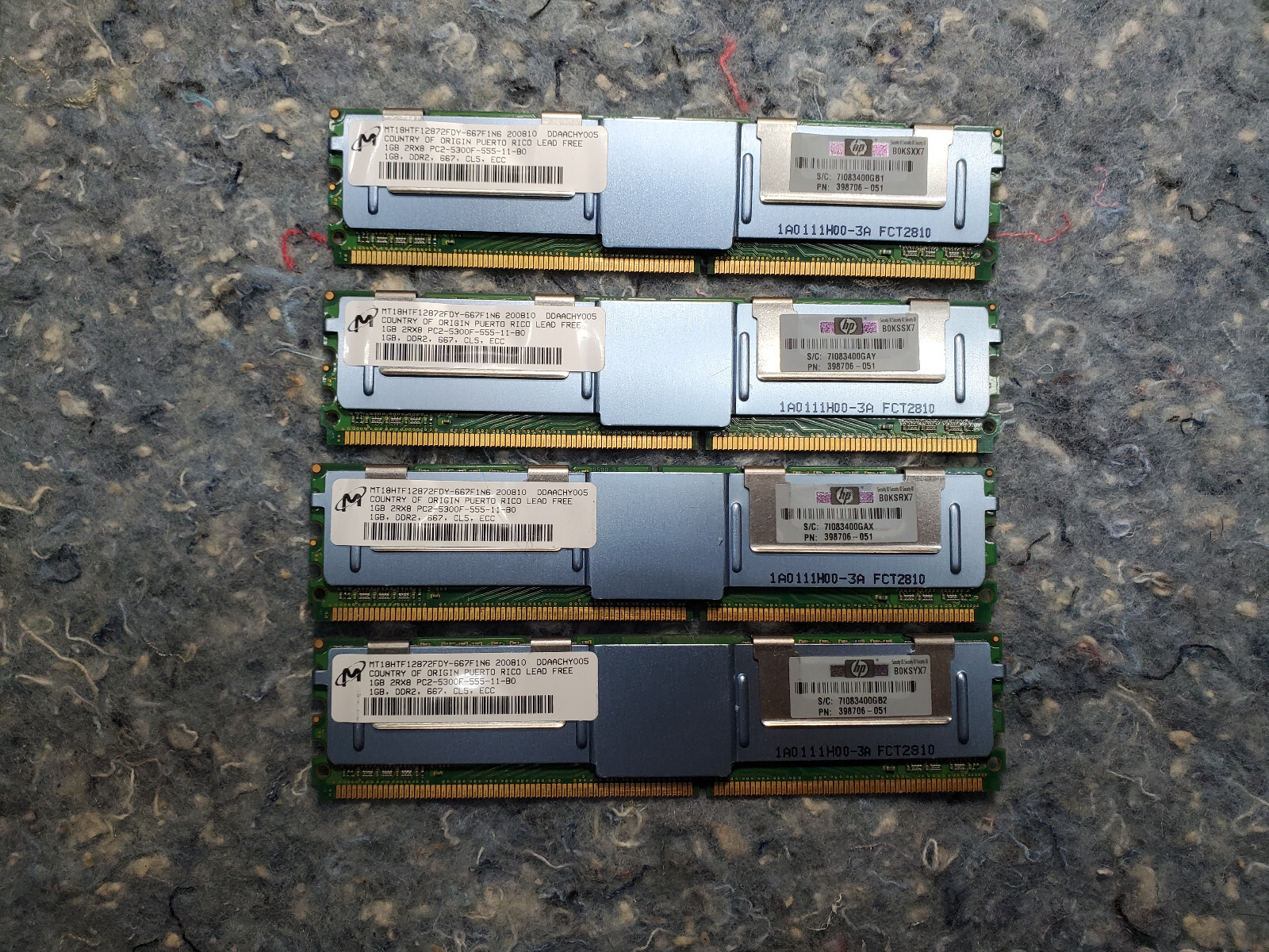 HP OEM MICRON 1GB Memory Module MT18HTF12872FDY-667F1N6 ECC 398706-051 Genuine