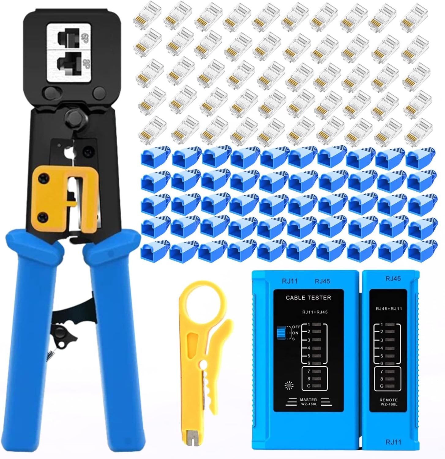 Cat6 Cat5e Cat5 Crimping Tool, Crimper for rj45 rj12/11 Pass-Through Connectors