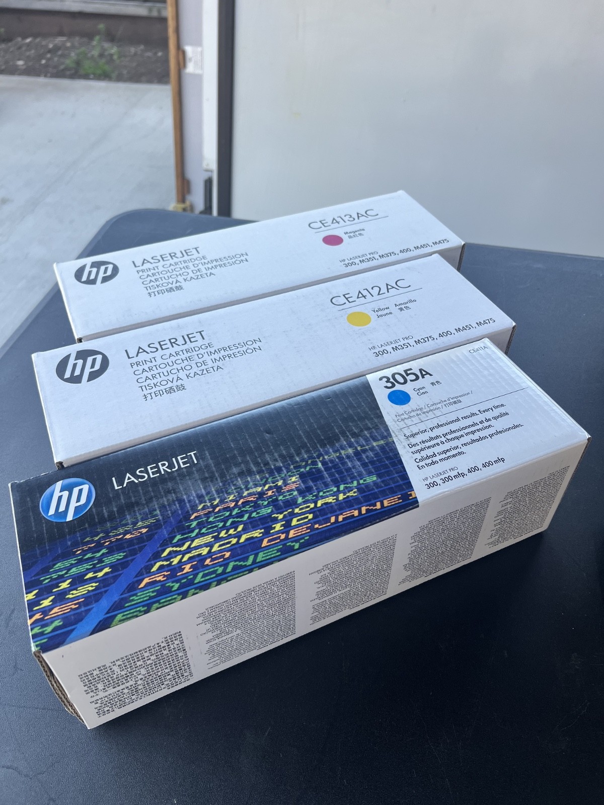 Original HP 3x Toner Set 305A (Cyan CE411A + Yellow CE412A + Magenta CE413A)