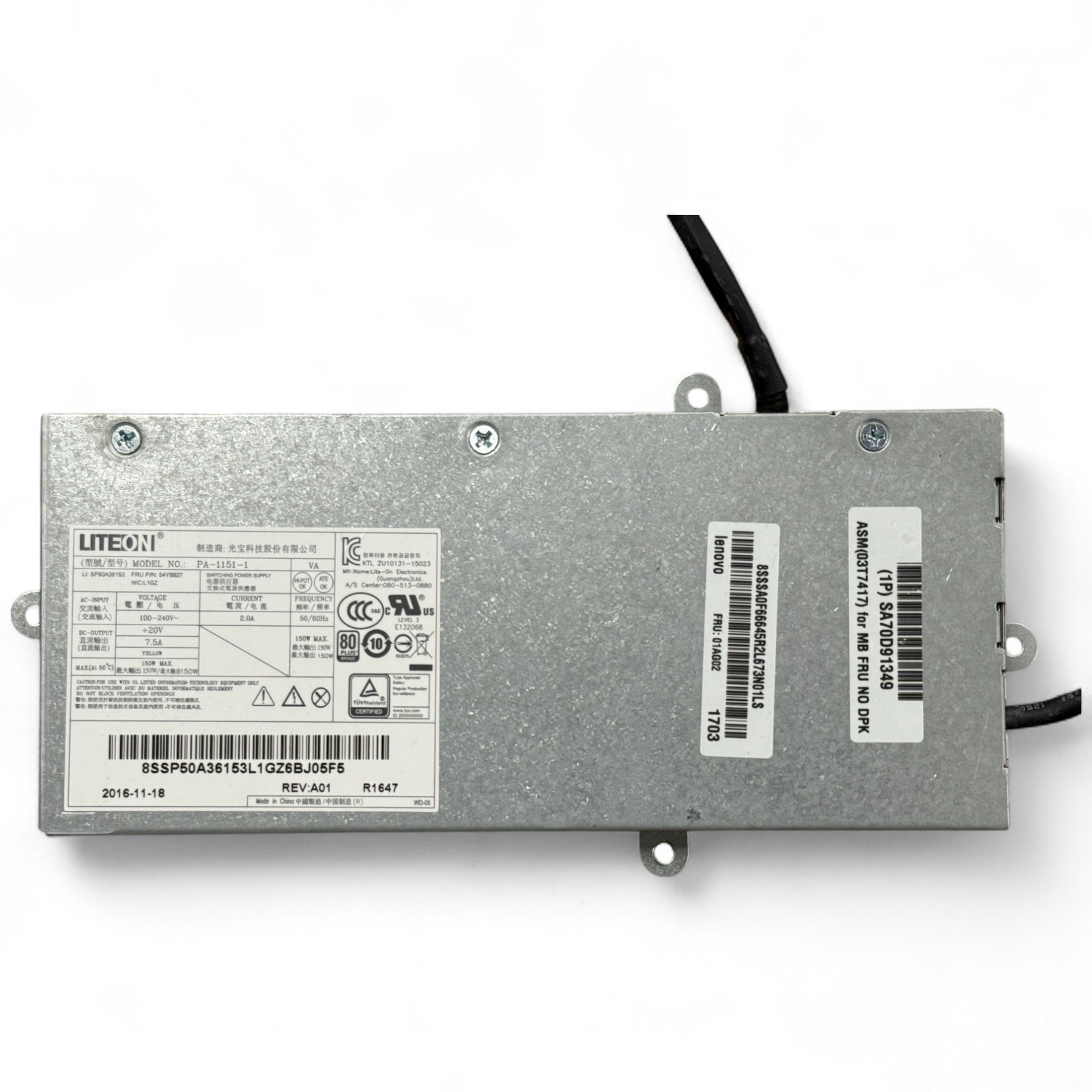 Lenovo ThinkCenter M910z AIO 01AG02 Liteon PA-1151-5 150W 54Y8927
