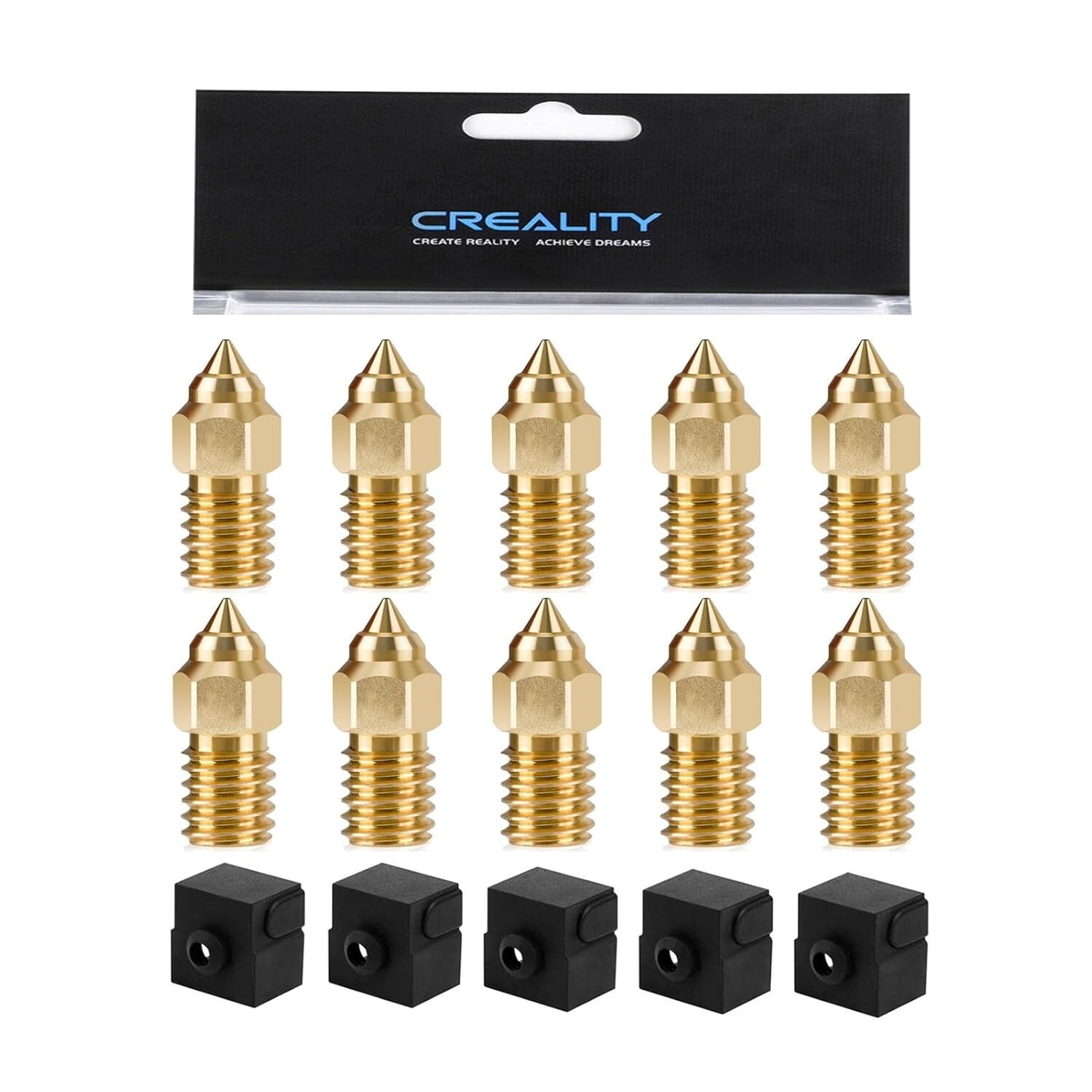 Creality Original Ender 3 V3 SE Nozzle Kit,10Pcs 0.4mm Brass Nozzles, 5Pcs