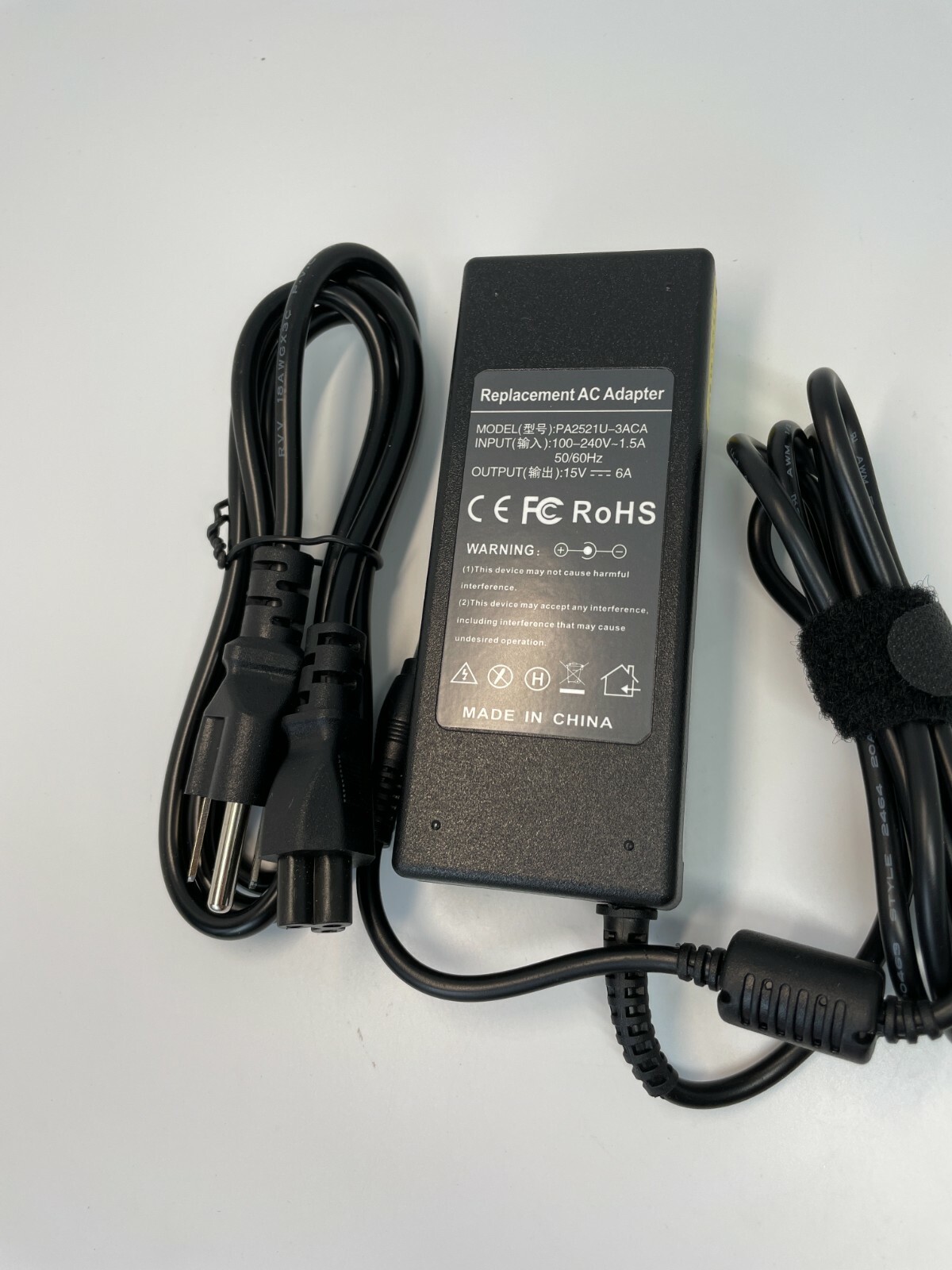 DENAQ 90W 15V AC Power Adapter for select Toshiba Satellite Laptops Black