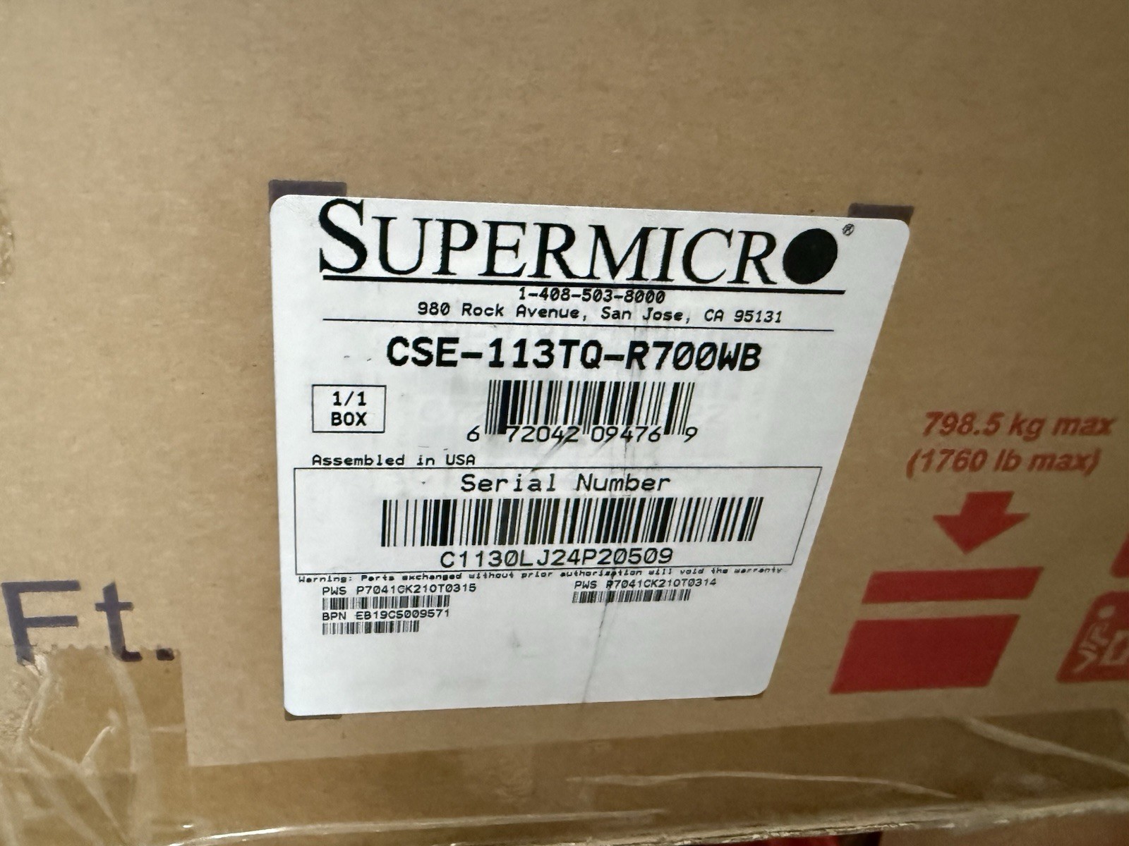 Supermicro CSE-113TQ-R700WB Chassis W/PSU / No Boards